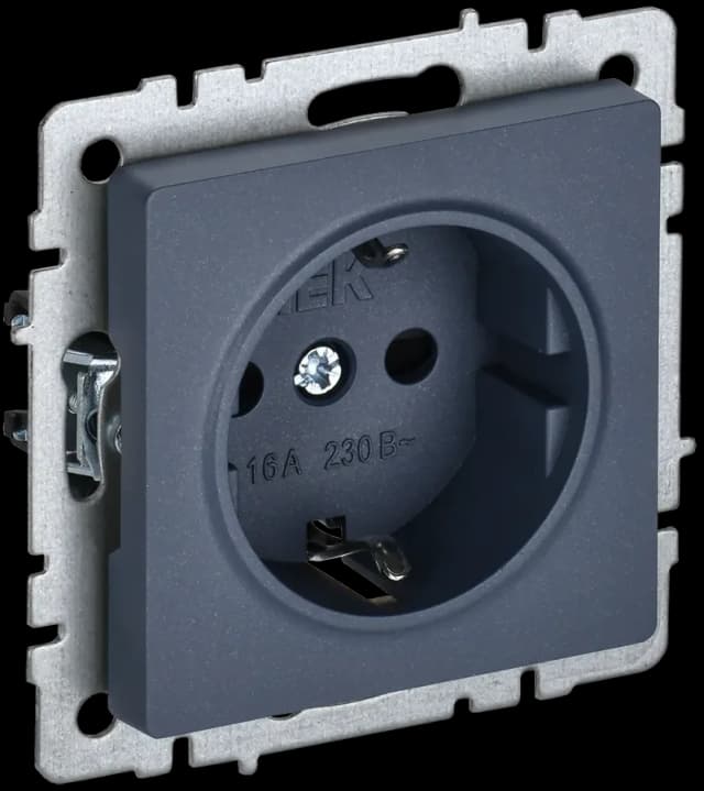 Розетка с заземлением IEK BRITE BR-R11-16-K35 (маренго)