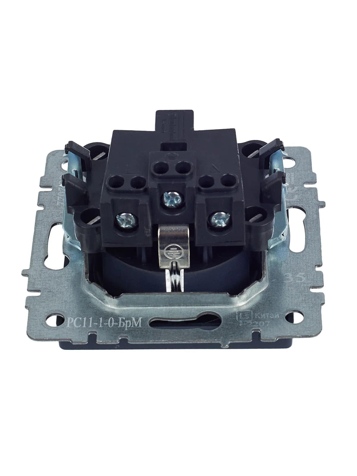 Розетка с заземлением IEK BRITE BR-R11-16-K35 (маренго), фото 2
