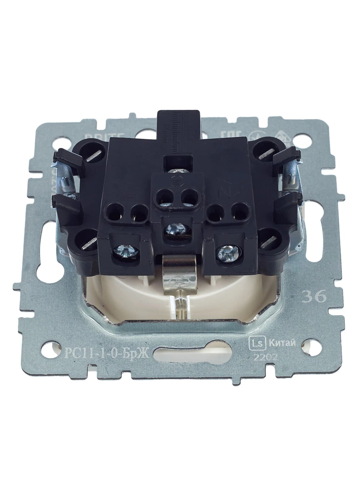 Розетка с заземлением IEK BRITE BR-R11-16-K36 (жемчужный), фото 4
