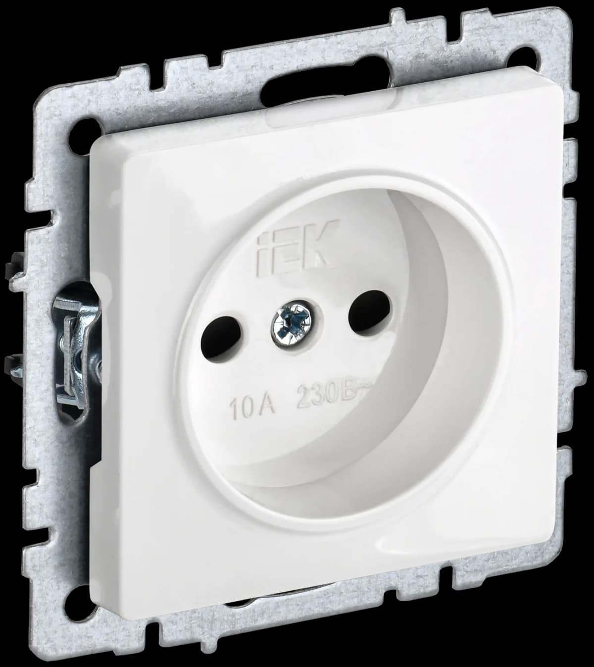 Розетка без заземления с защитными шторками IEK BRITE BR-R13-10-K01 (белый)