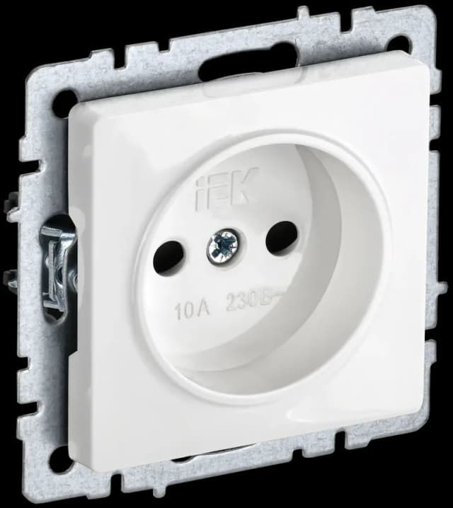 Розетка без заземления с защитными шторками IEK BRITE BR-R13-10-K01 (белый)