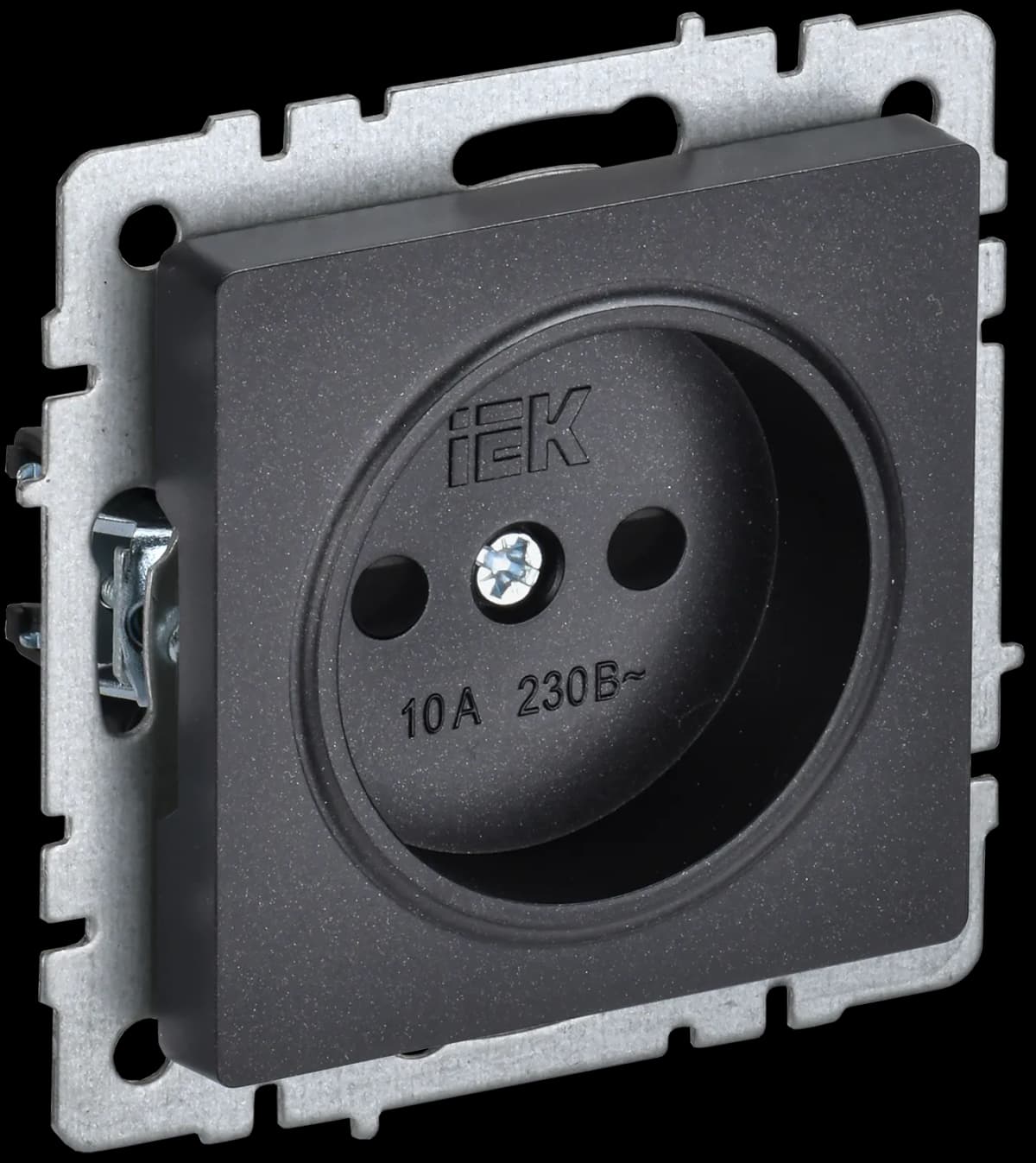 Розетка без заземления с защитными шторками IEK BRITE BR-R13-10-K02 (черный)