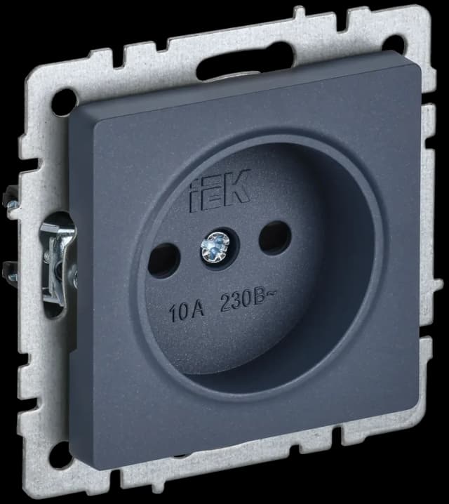 Розетка без заземления с защитными шторками IEK BRITE BR-R13-10-K35 (маренго)