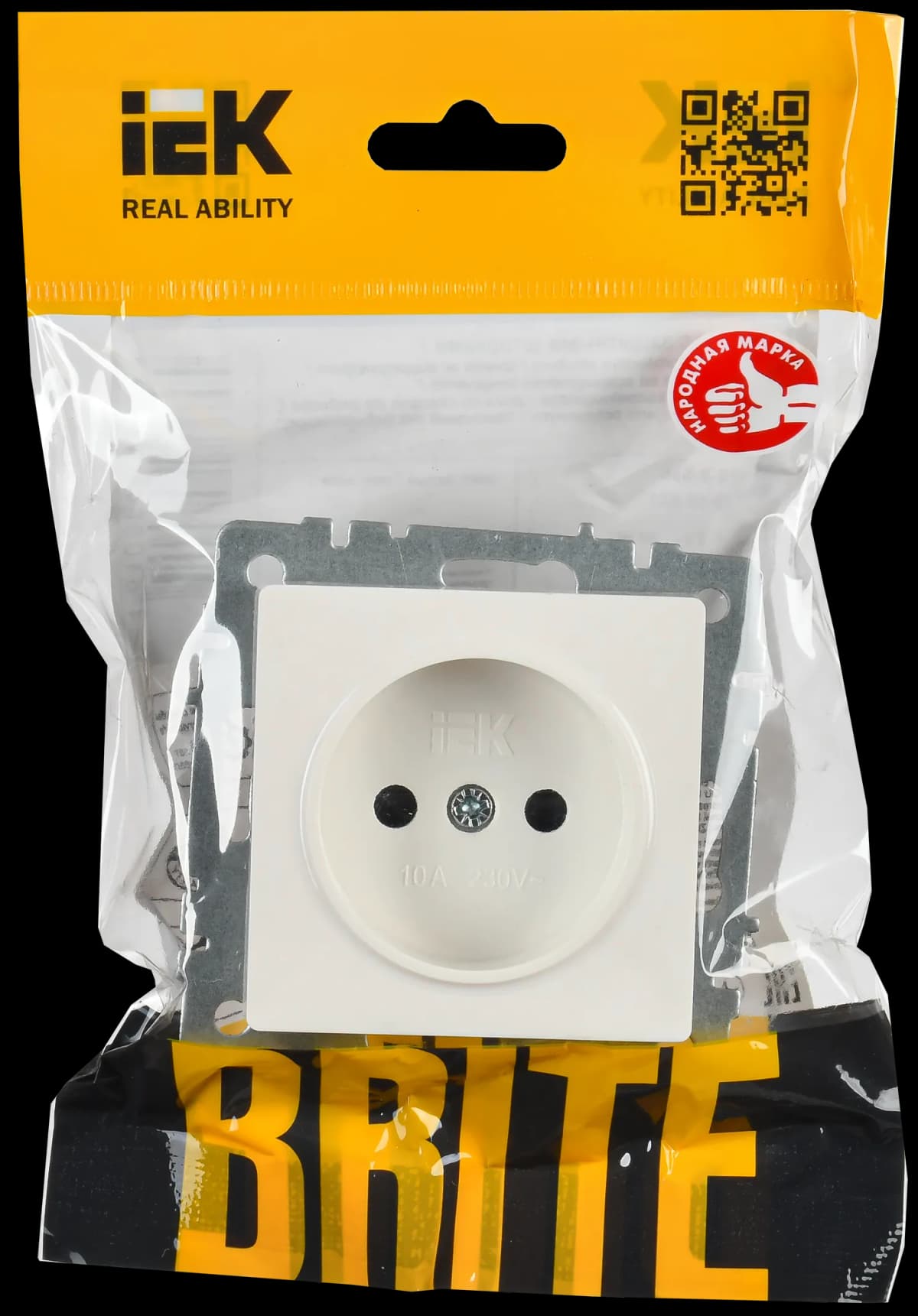 Розетка без заземления с защитными шторками IEK BRITE BR-R13-10-K36 (жемчужный), фото 2