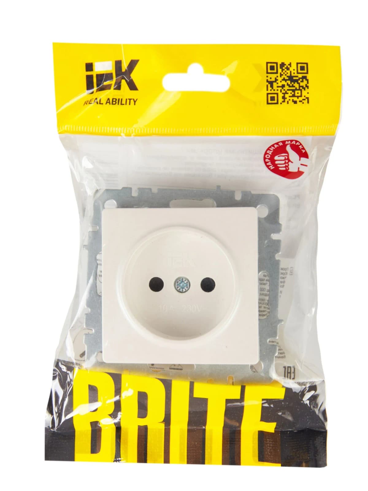 Розетка без заземления с защитными шторками IEK BRITE BR-R13-10-K36 (жемчужный), фото 3