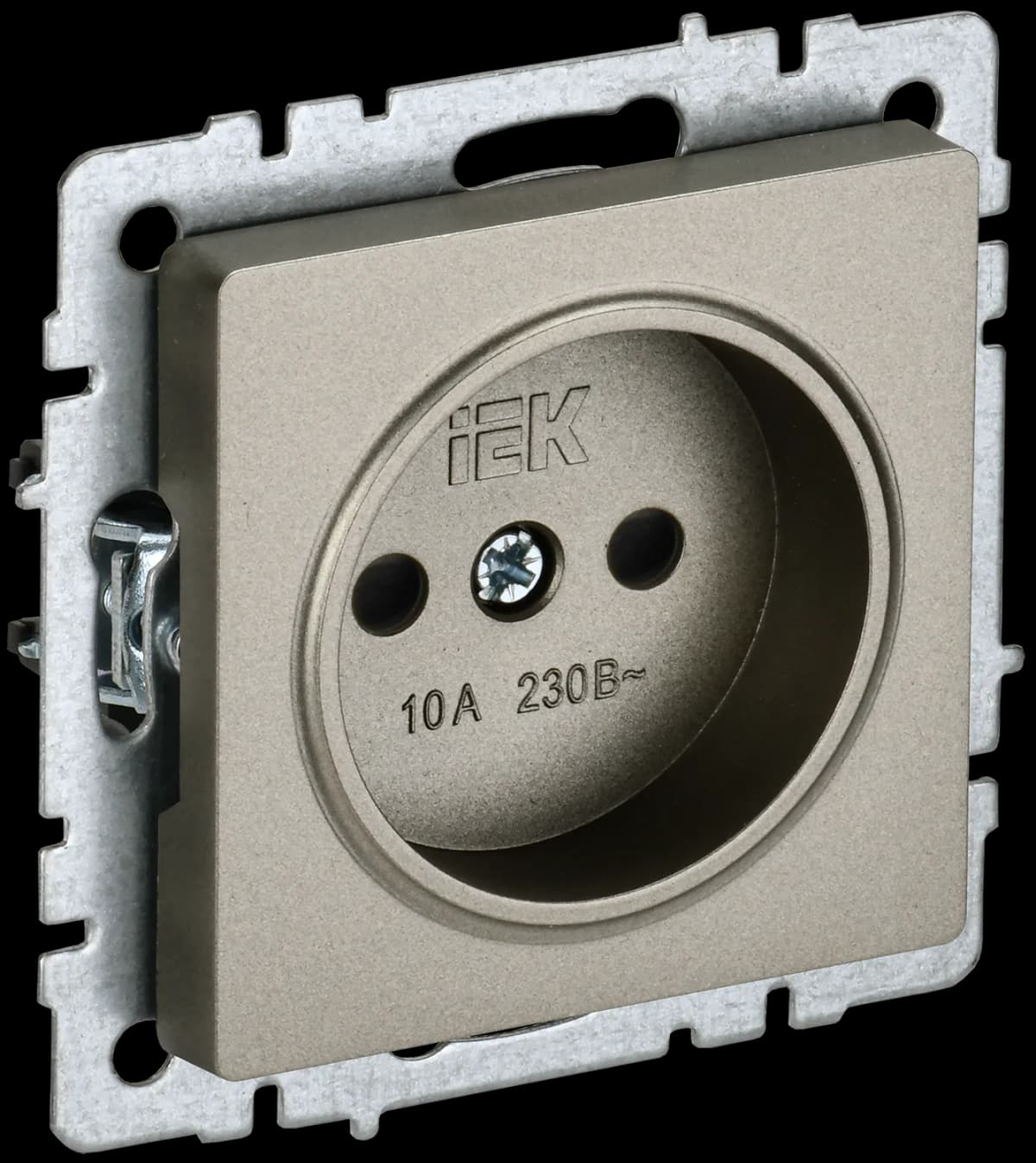 Розетка без заземления с защитными шторками IEK BRITE BR-R13-10-K37 (шампань)