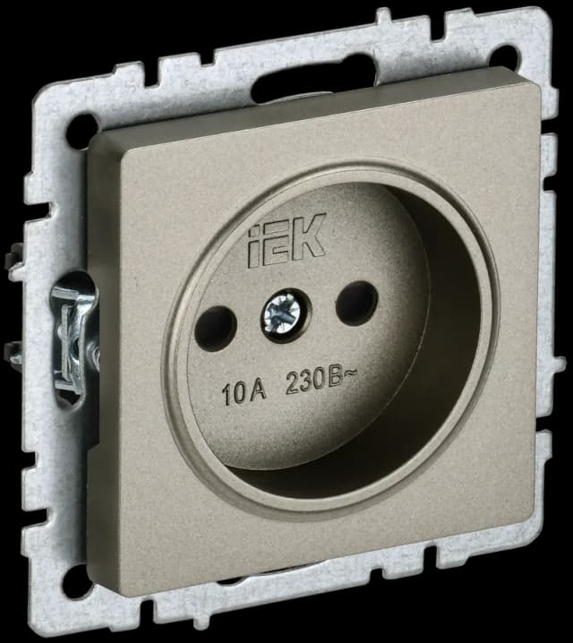 Розетка без заземления с защитными шторками IEK BRITE BR-R13-10-K37 (шампань)