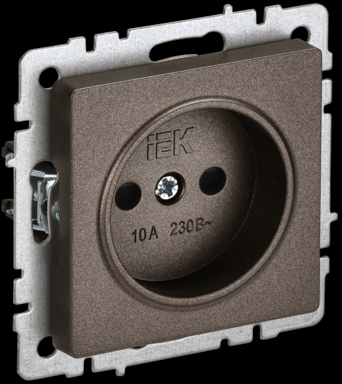Розетка без заземления с защитными шторками IEK BRITE BR-R13-10-K45 (бронза)
