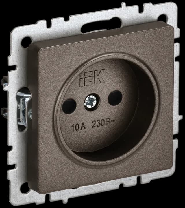 Розетка без заземления с защитными шторками IEK BRITE BR-R13-10-K45 (бронза)