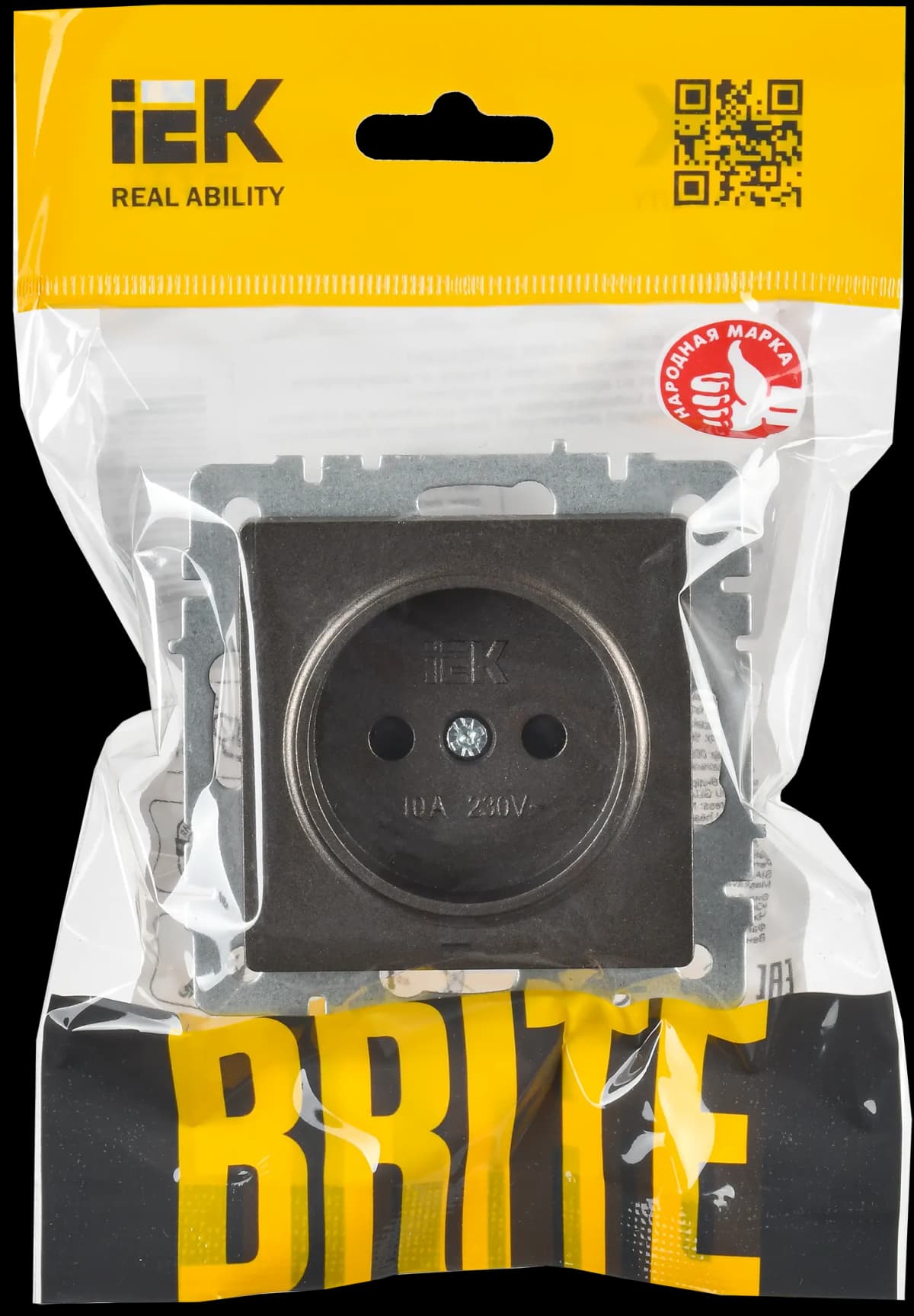 Розетка без заземления с защитными шторками IEK BRITE BR-R13-10-K45 (бронза), фото 2