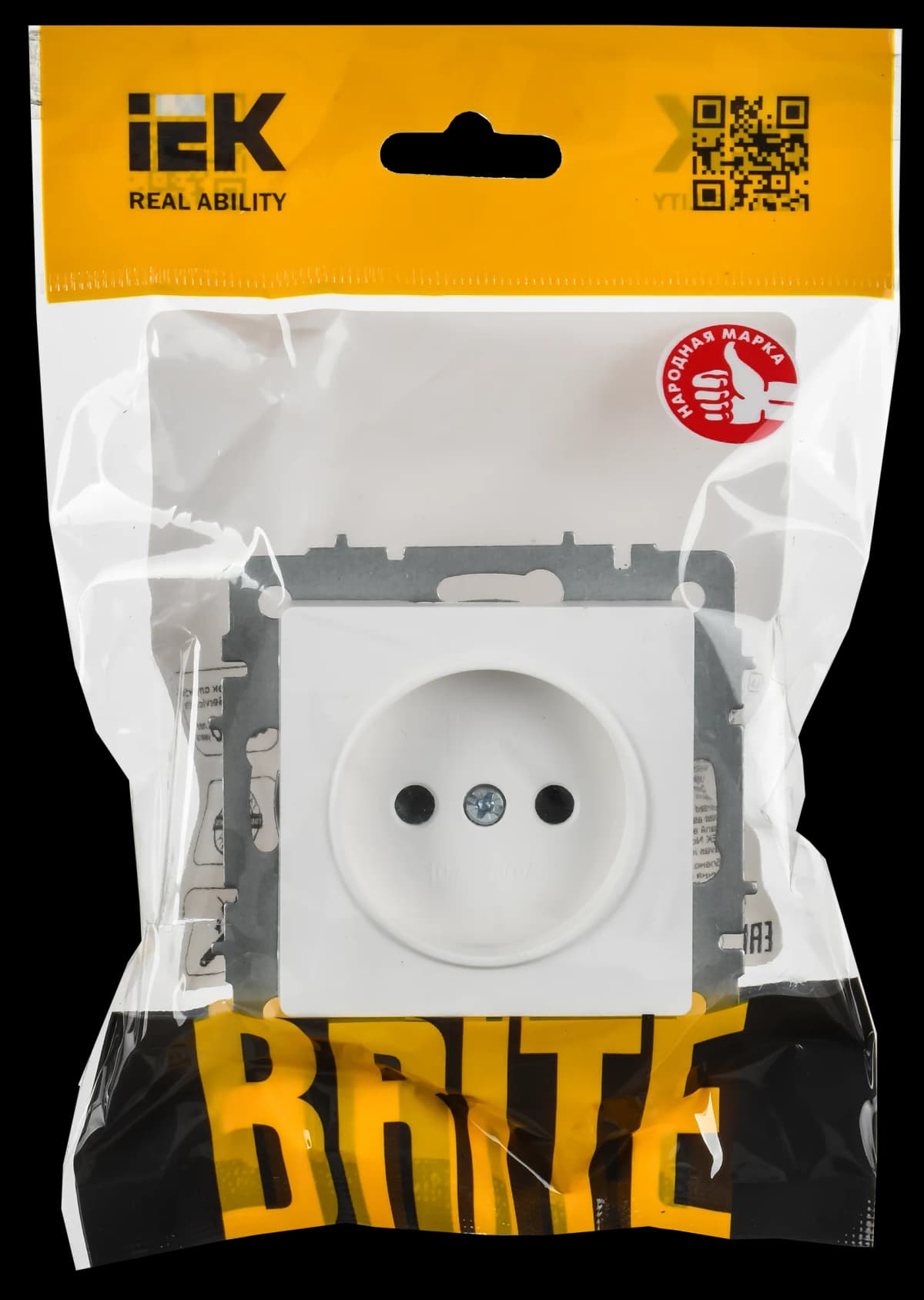 Розетка без заземления с защитными шторками IEK BRITE BR-R13-10-K91 (белый арктический), фото 2