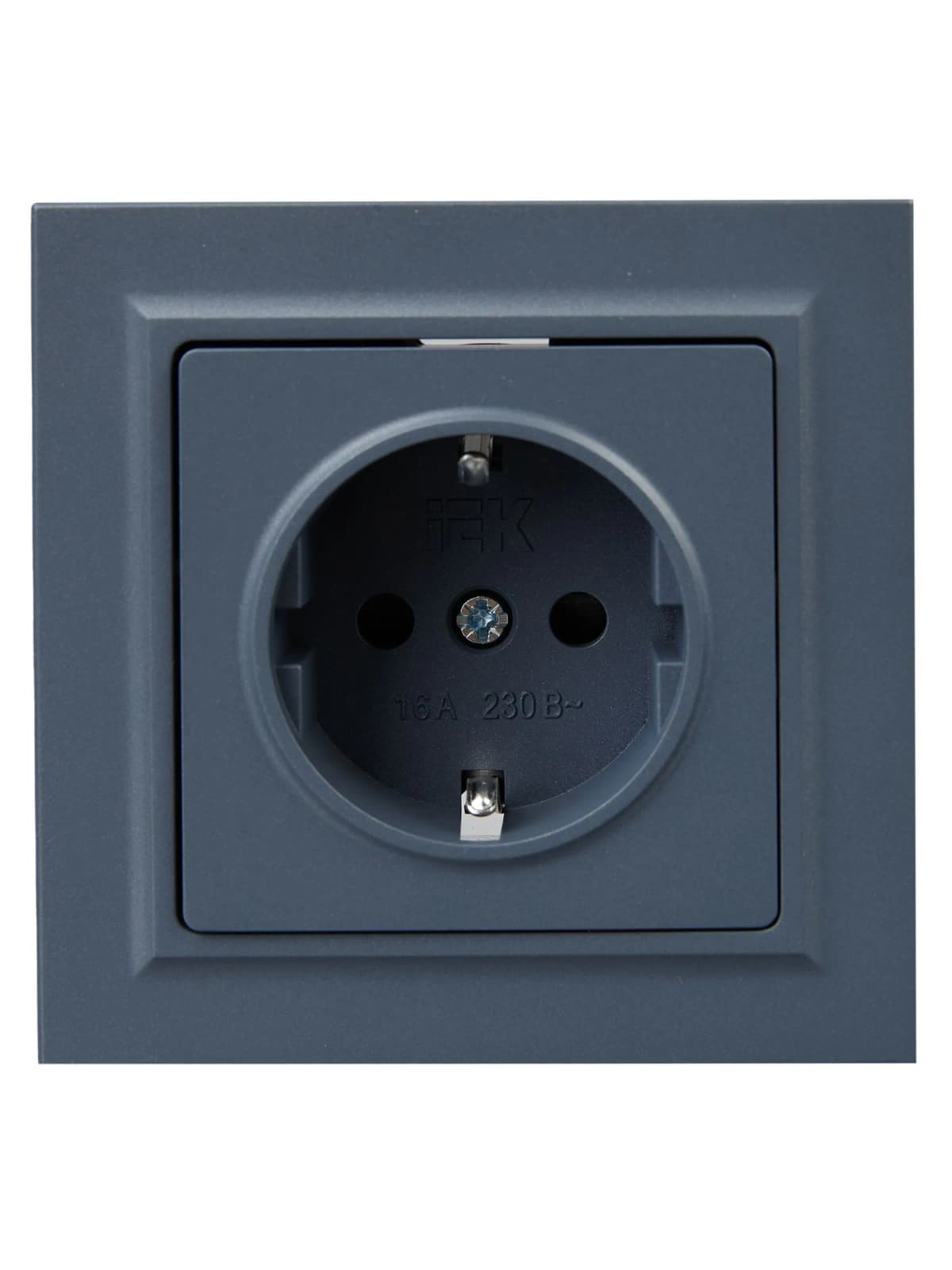 Розетка с заземлением и защитными шторками IEK BRITE BR-R14-16-K35-F (маренго), фото 3