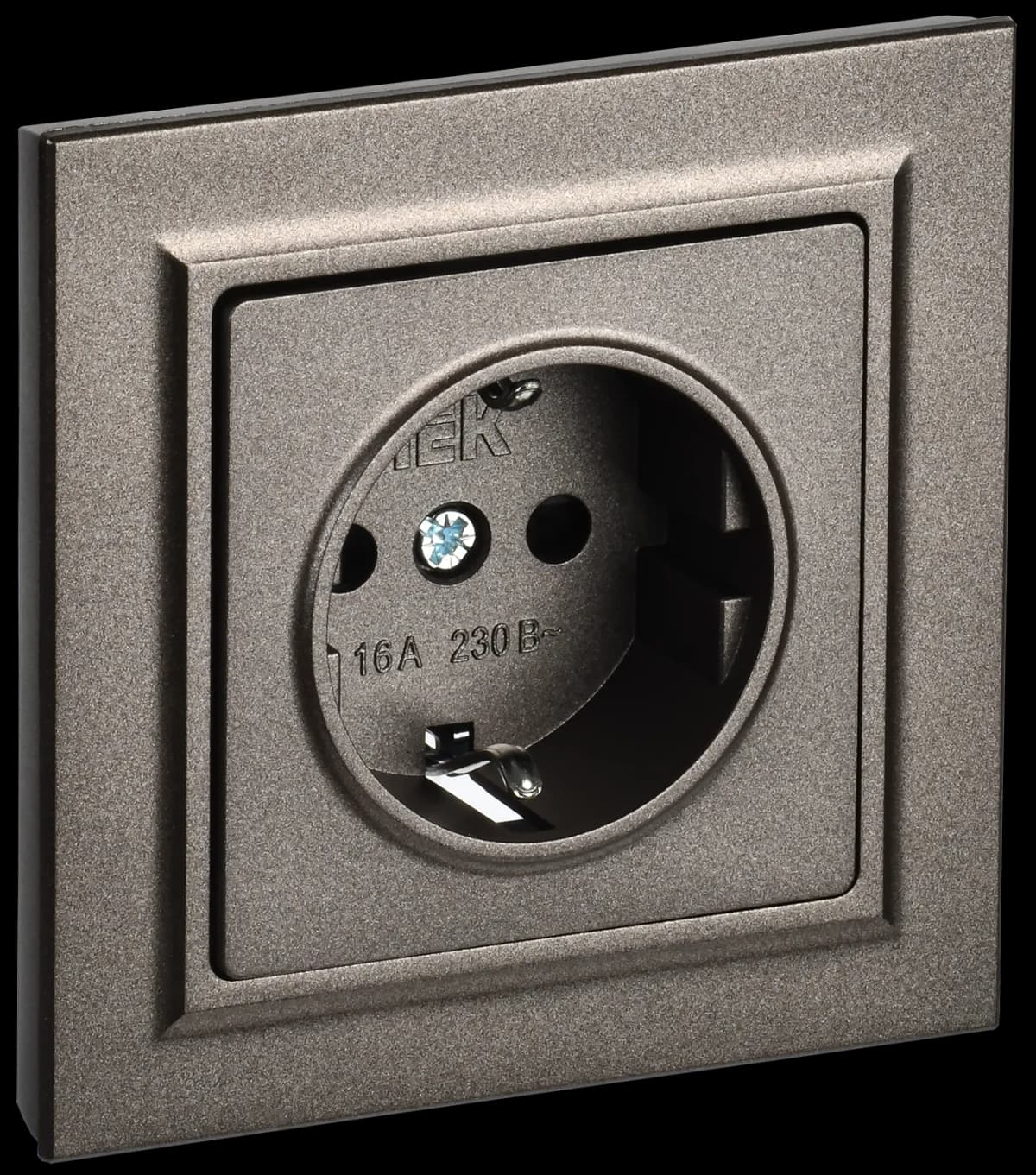 Розетка с заземлением и защитными шторками IEK BRITE BR-R14-16-K45-F (бронза)