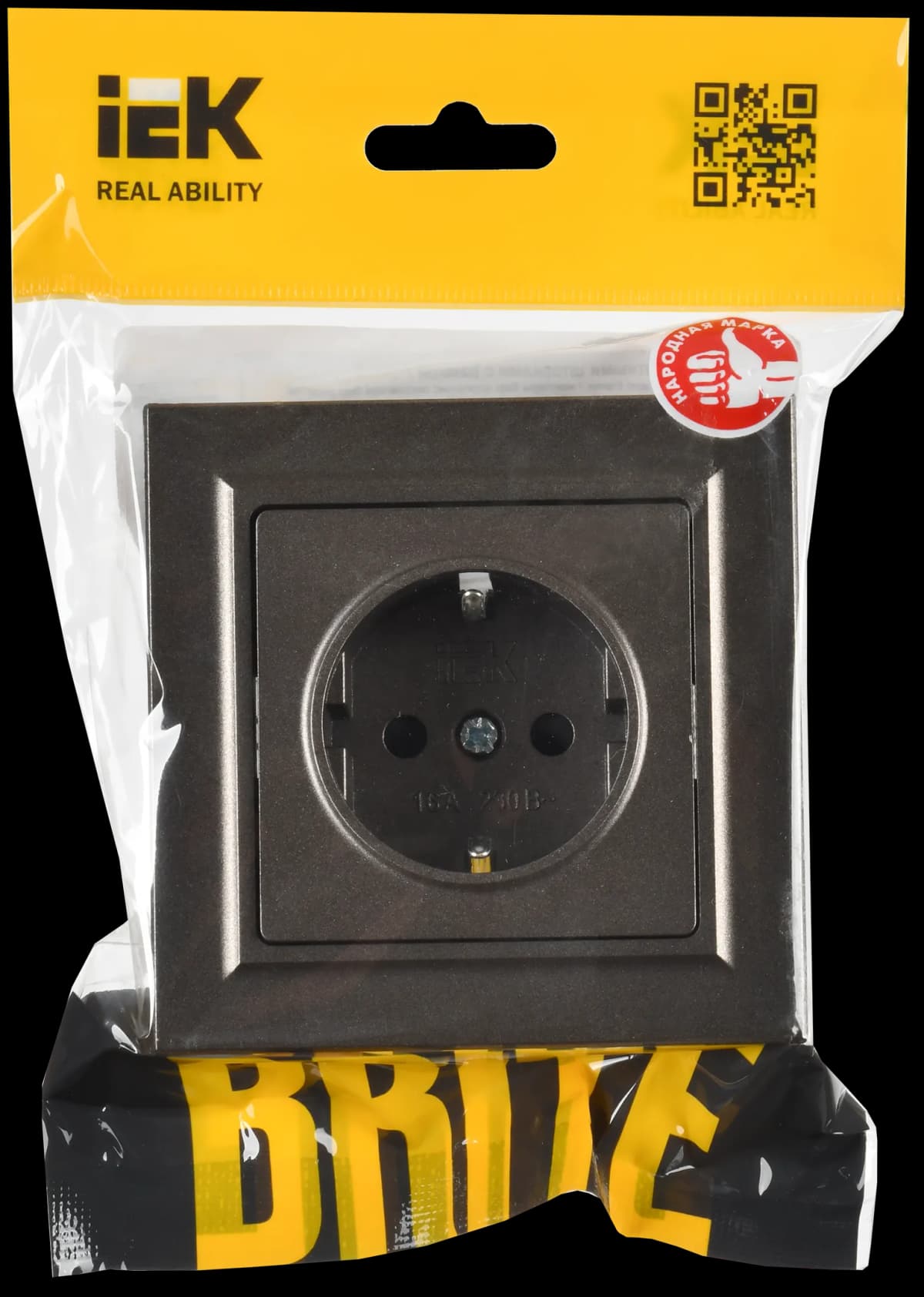 Розетка с заземлением и защитными шторками IEK BRITE BR-R14-16-K45-F (бронза), фото 2