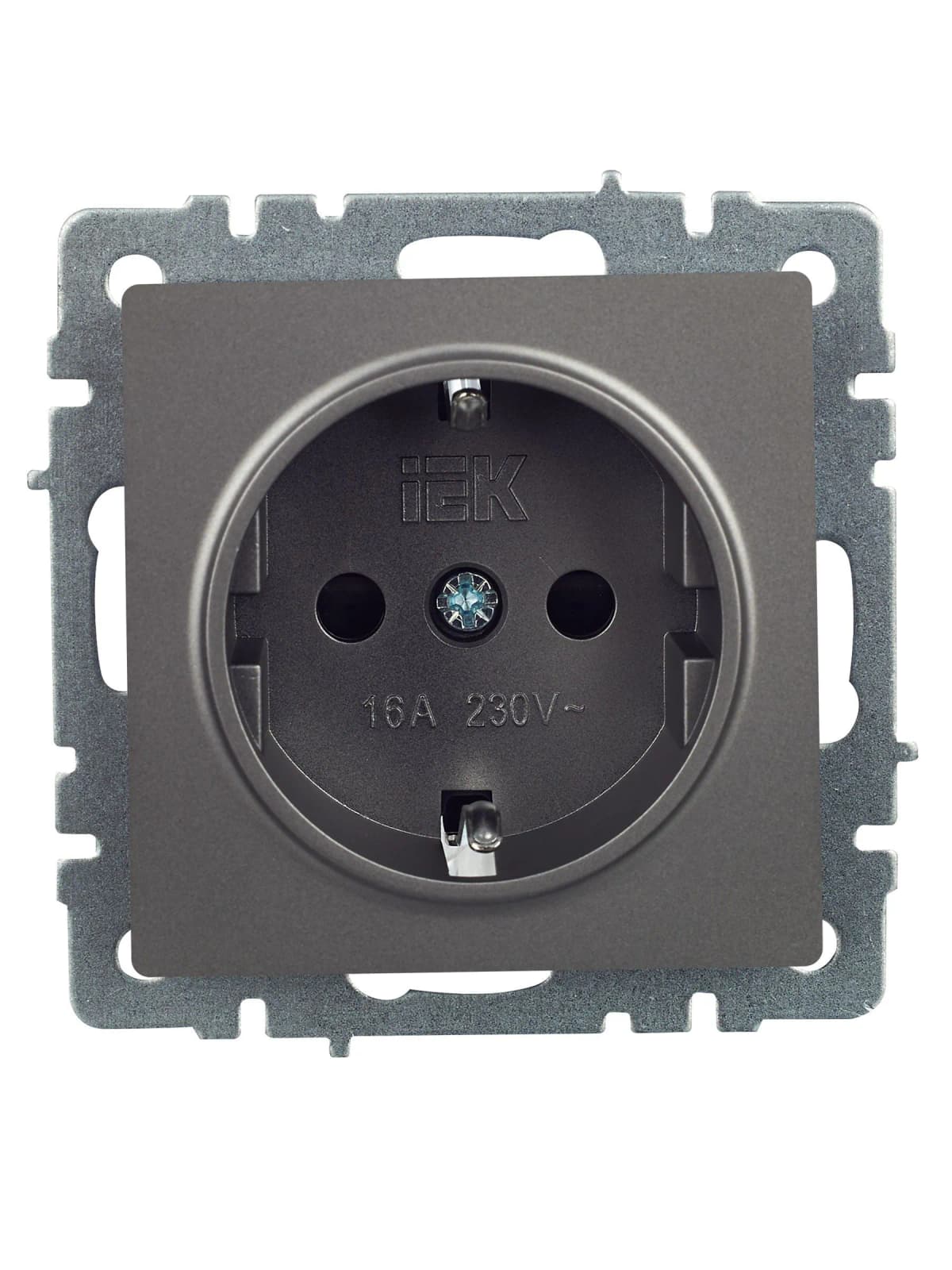 Розетка с заземлением и защитными шторками IEK BRITE BR-R14-16-K46 (сталь), фото 3