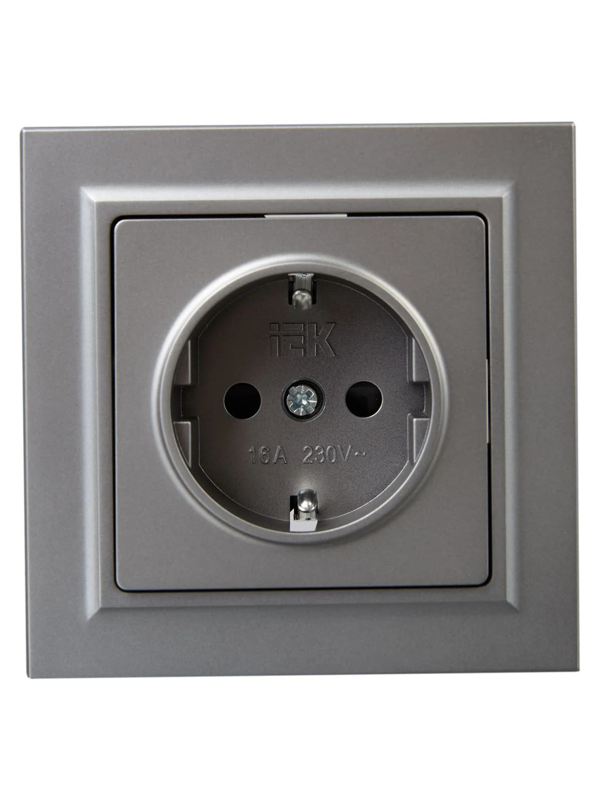 Розетка с заземлением и защитными шторками IEK BRITE BR-R14-16-K46-F (сталь), фото 4