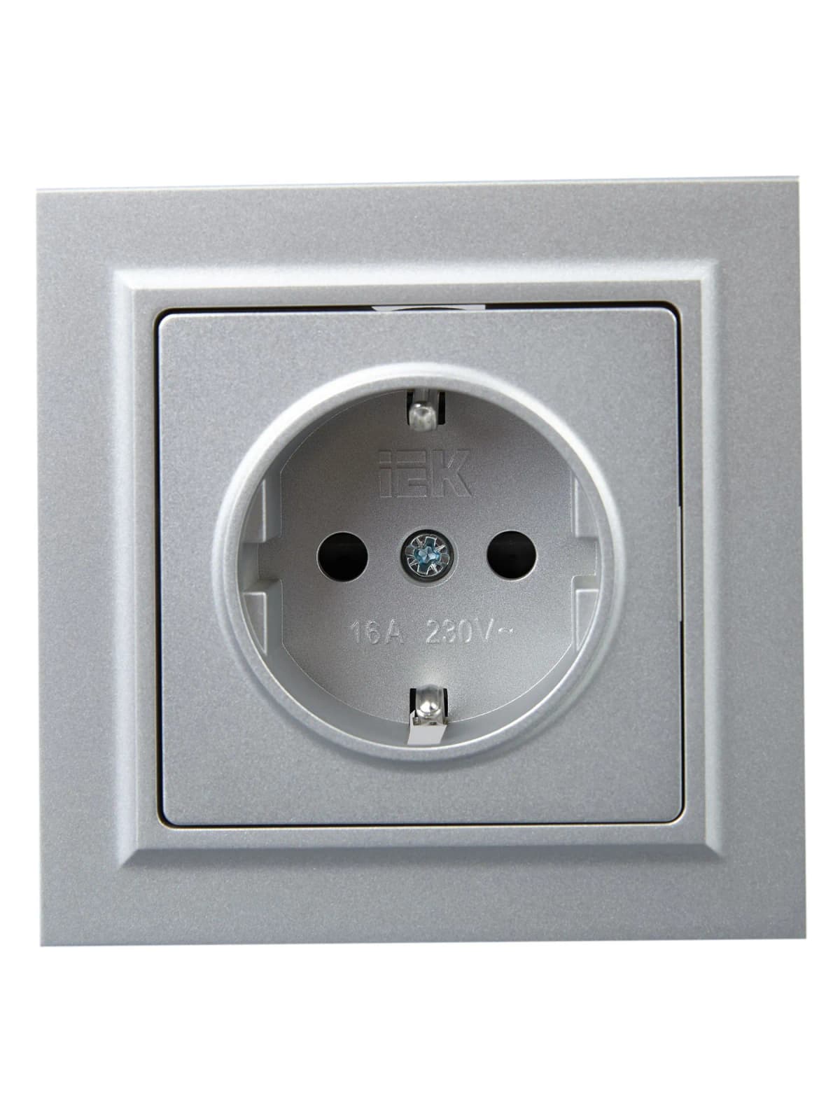 Розетка с заземлением и защитными шторками IEK BRITE BR-R14-16-K47-F (алюминий), фото 3