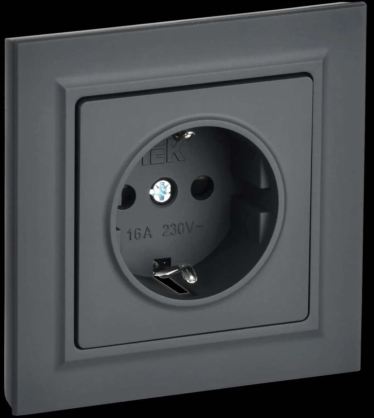 Розетка с заземлением и защитными шторками IEK BRITE BR-R14-16-K53-F (графит)