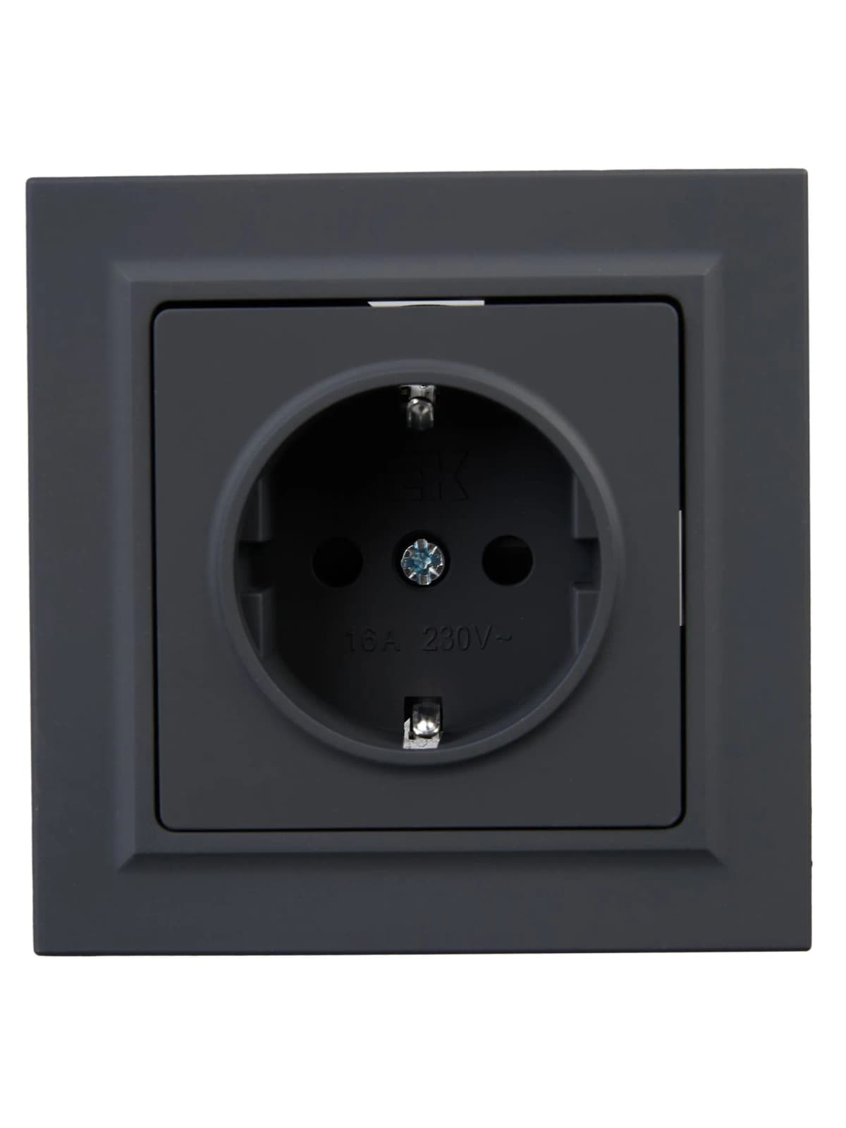 Розетка с заземлением и защитными шторками IEK BRITE BR-R14-16-K53-F (графит), фото 4