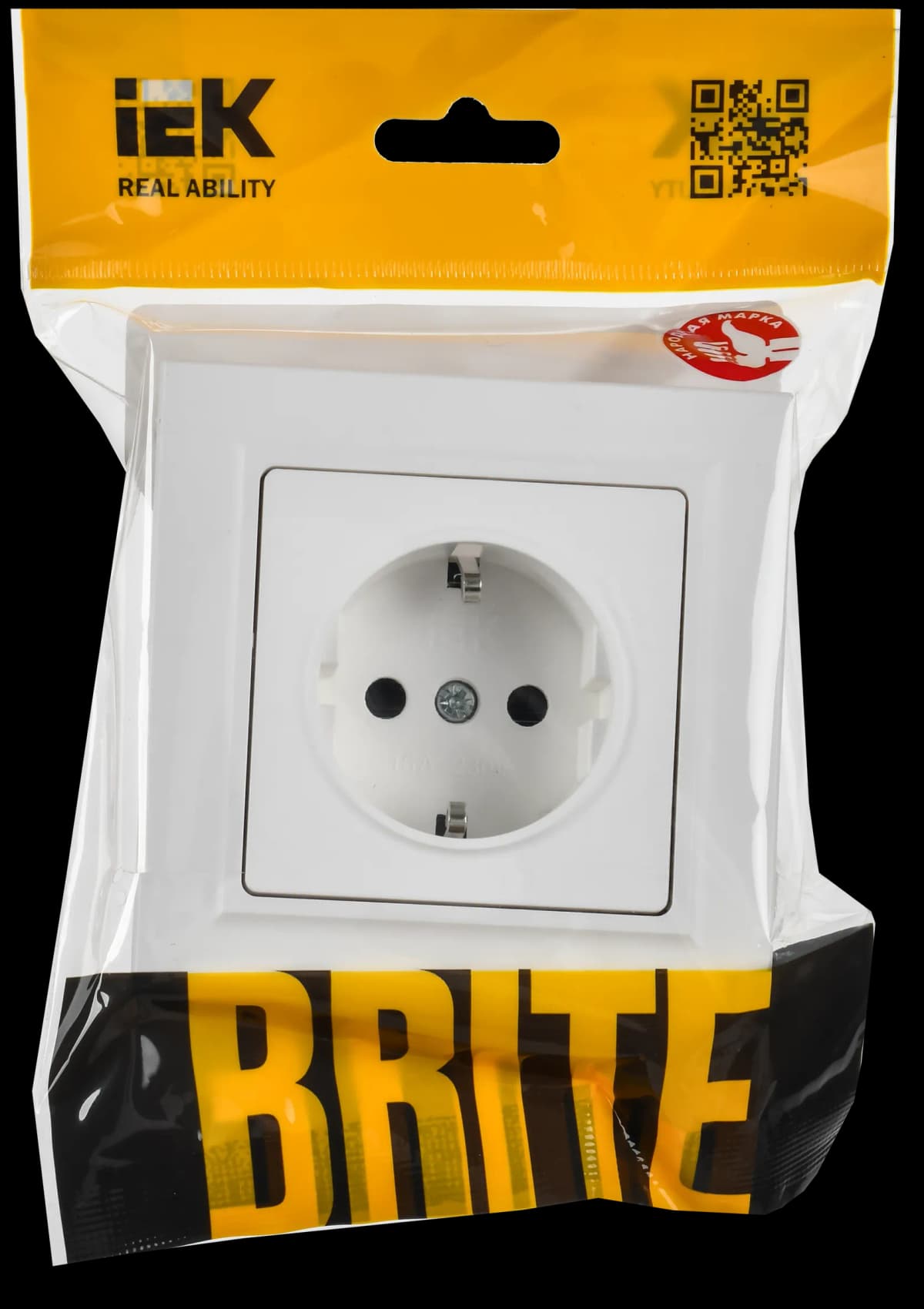 Розетка без заземления с защитными шторками IEK BRITE BR-R14-16-K91-F (белый арктический), фото 2