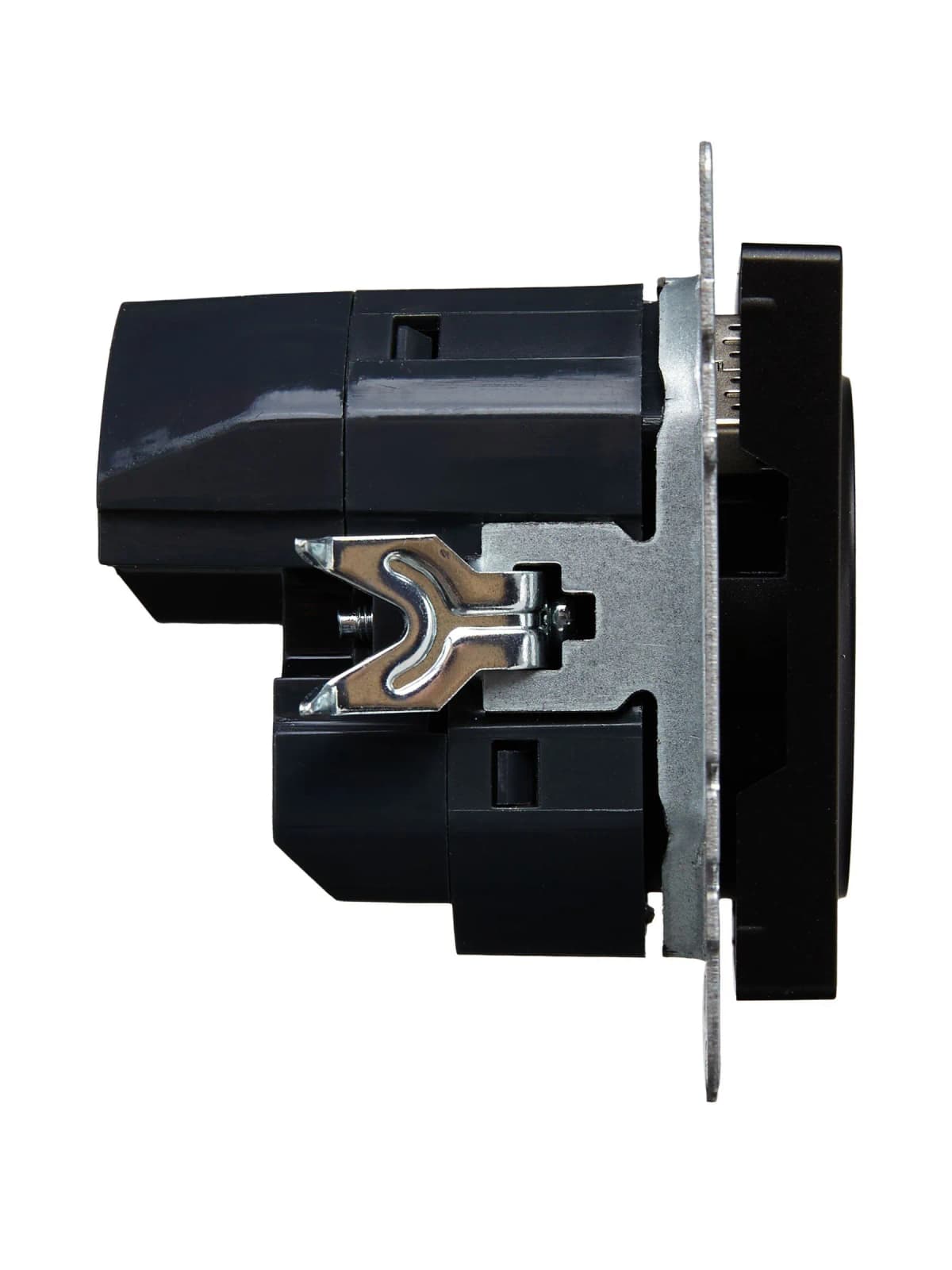 Розетка USB с заземлением и защитными шторками IEK BRITE BR-R14-16-U21-D21-K02 (черный), фото 3
