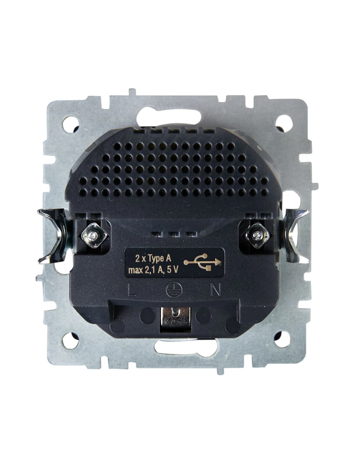 Розетка USB с заземлением и защитными шторками IEK BRITE BR-R14-16-U21-D21-K02 (черный), фото 4