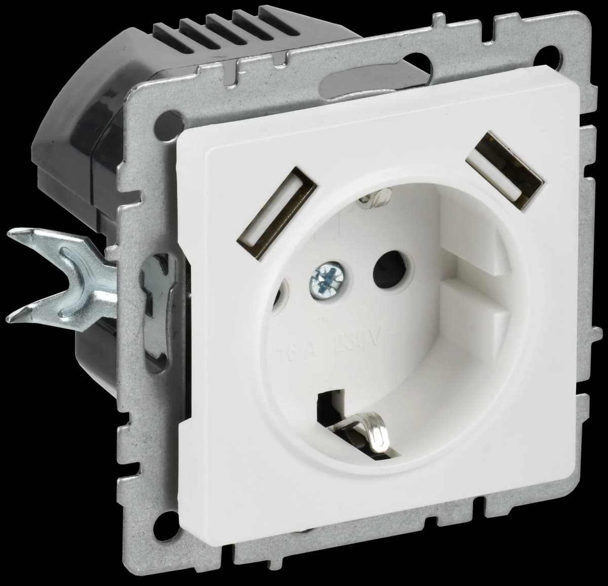 Розетка USB с защитными шторками IEK BRITE BR-R14-16-U21-D21-K91 (белый арктический)