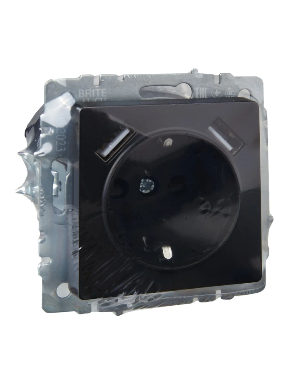 Розетка USB с заземлением и защитными шторками IEK BRITE BR-R14-16-U21-D31-K02 (черный), фото 2