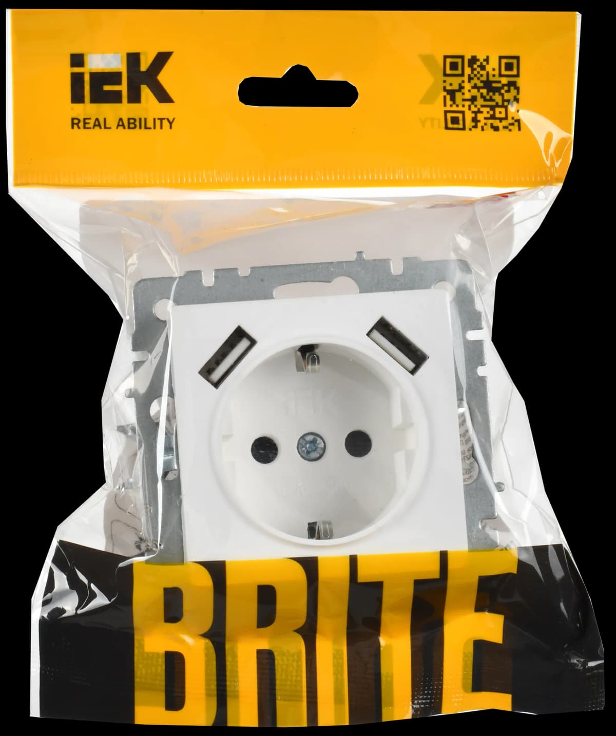 Розетка USB с защитными шторками IEK BRITE BR-R14-16-U21-D31-K91 (белый арктический), фото 2