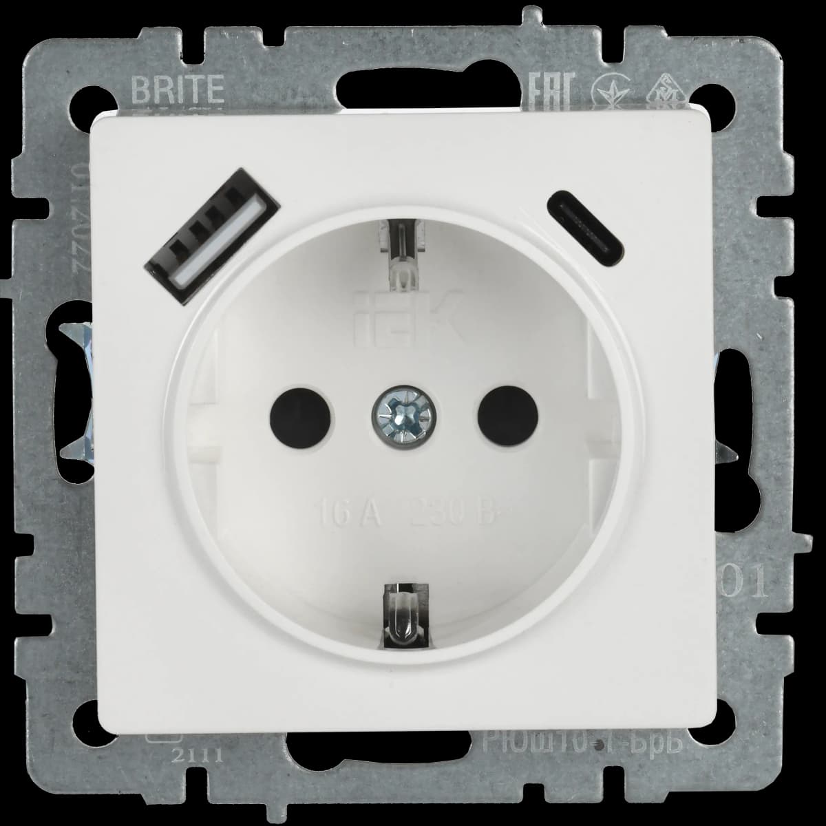 Розетка USB с заземлением и защитными шторками IEK BRITE BR-R14-16-U22-018-K01 (белый), фото 4