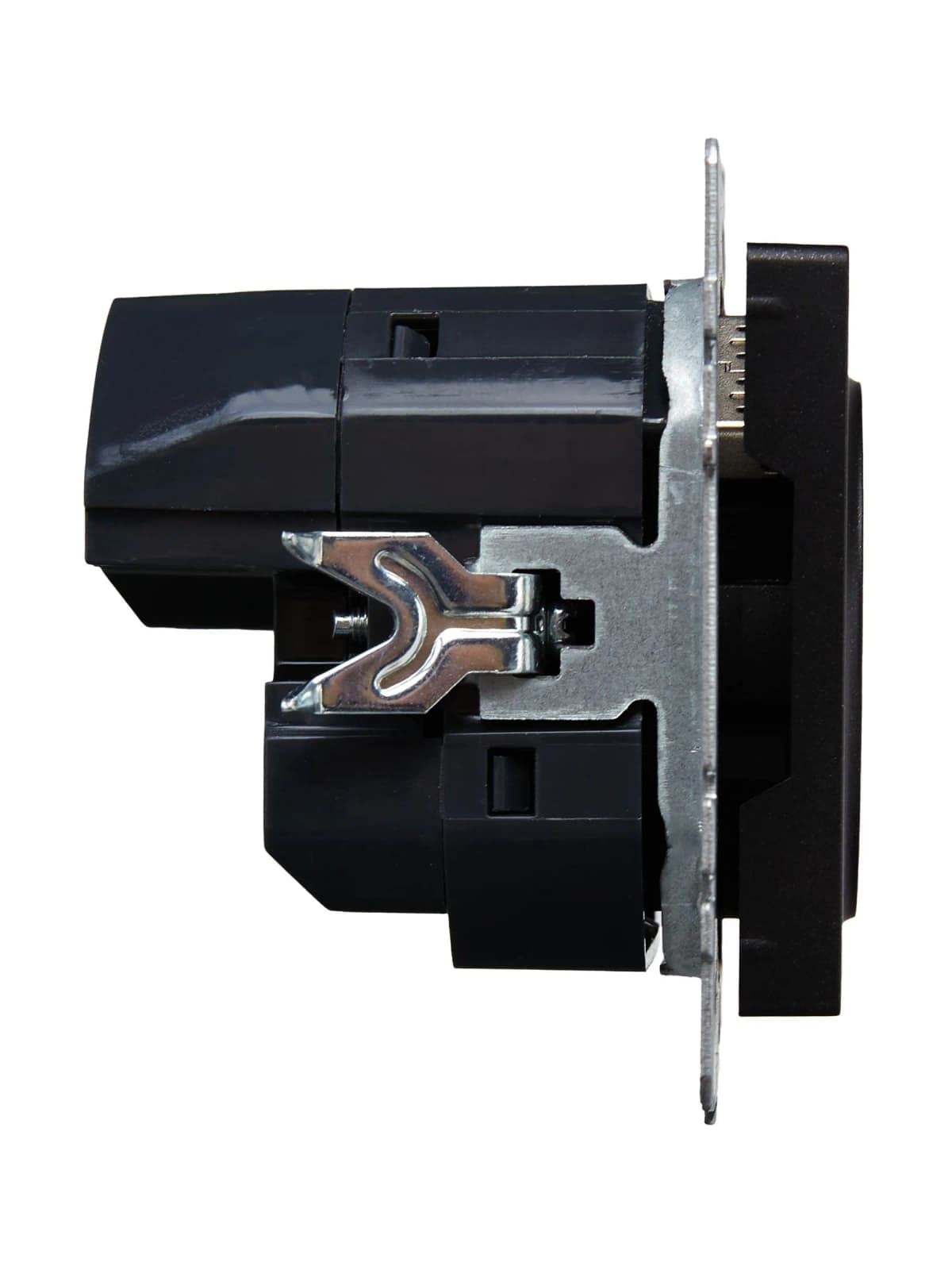 Розетка USB с заземлением и защитными шторками IEK BRITE BR-R14-16-U22-018-K02 (черный), фото 3