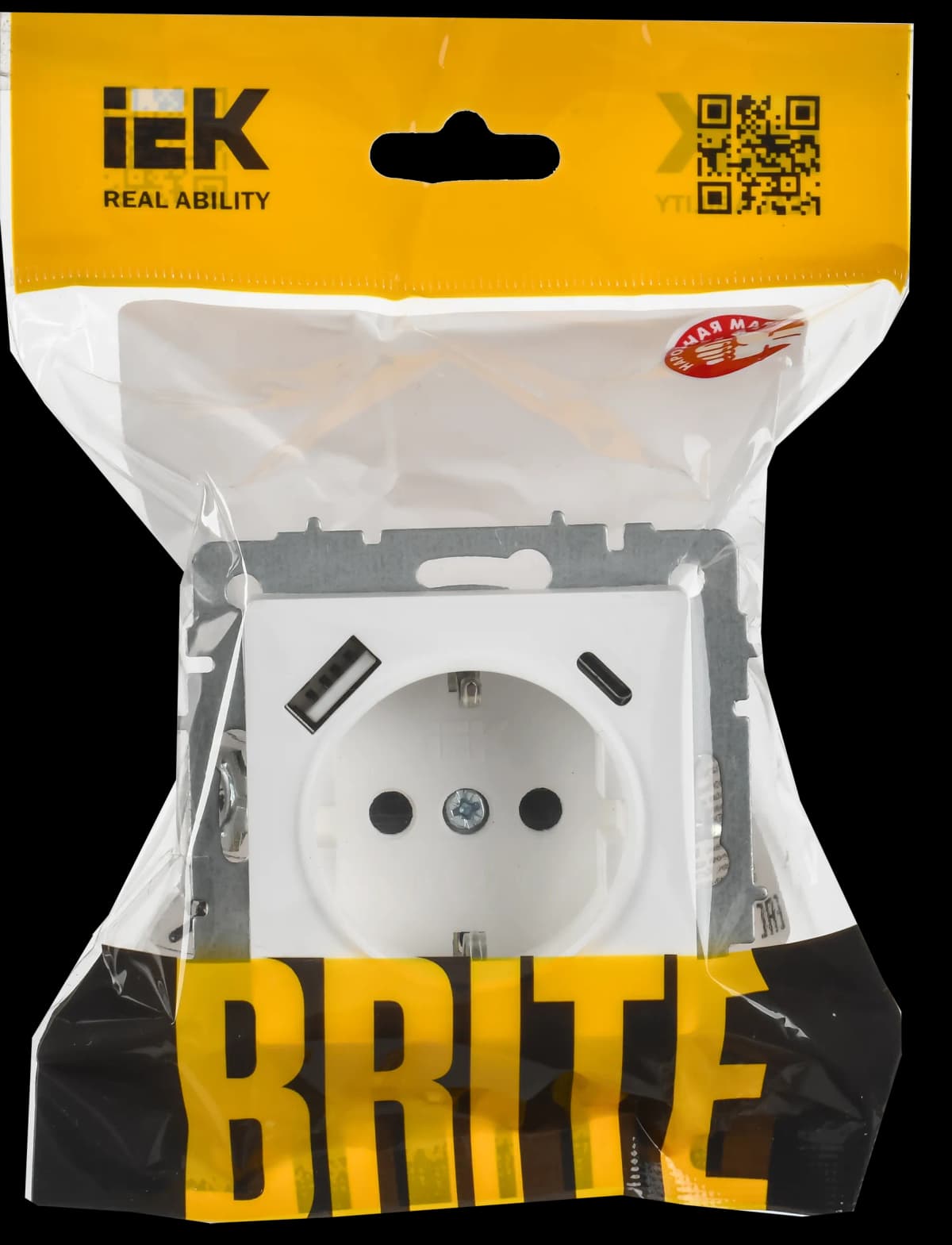 Розетка USB с защитными шторками IEK BRITE BR-R14-16-U22-018-K91 (белый арктический), фото 2