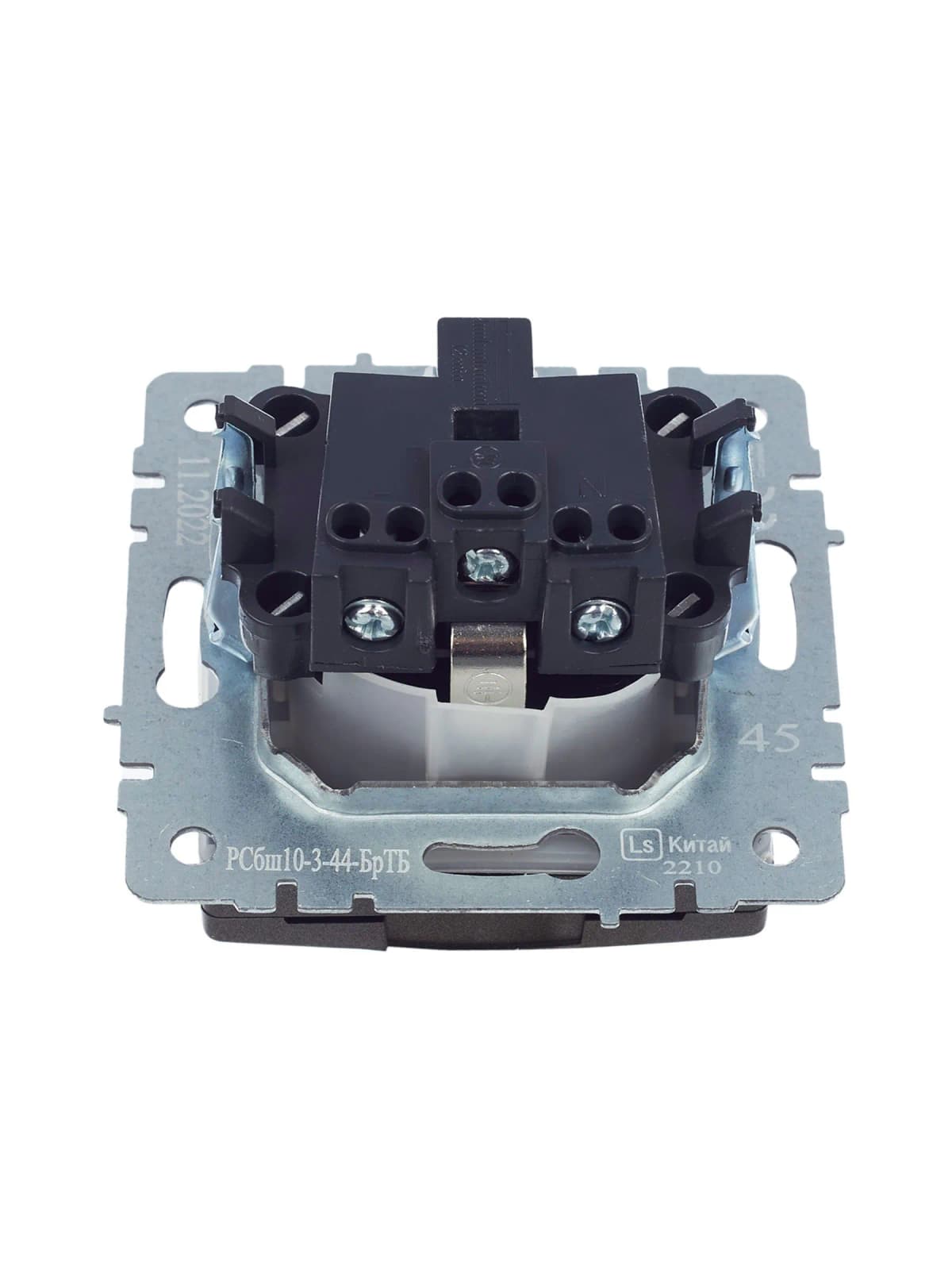 Розетка с заземлением, защитными шторками и крышкой IEK BRITE BR-R16-16-44-K45 (бронза), фото 2
