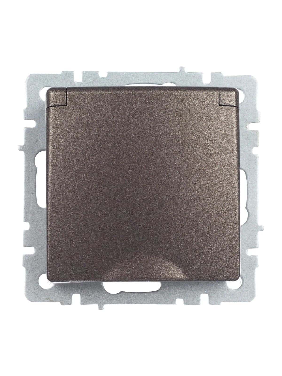 Розетка с заземлением, защитными шторками и крышкой IEK BRITE BR-R16-16-44-K45 (бронза), фото 3