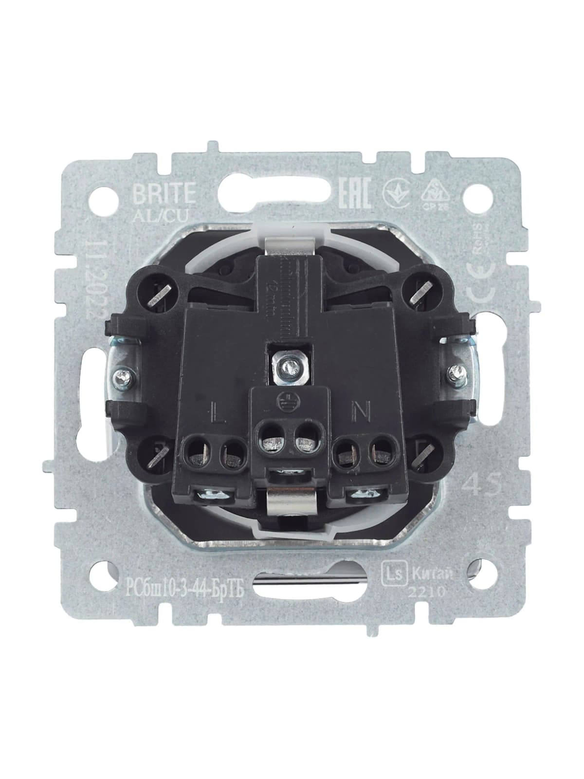 Розетка с заземлением, защитными шторками и крышкой IEK BRITE BR-R16-16-44-K45 (бронза), фото 4