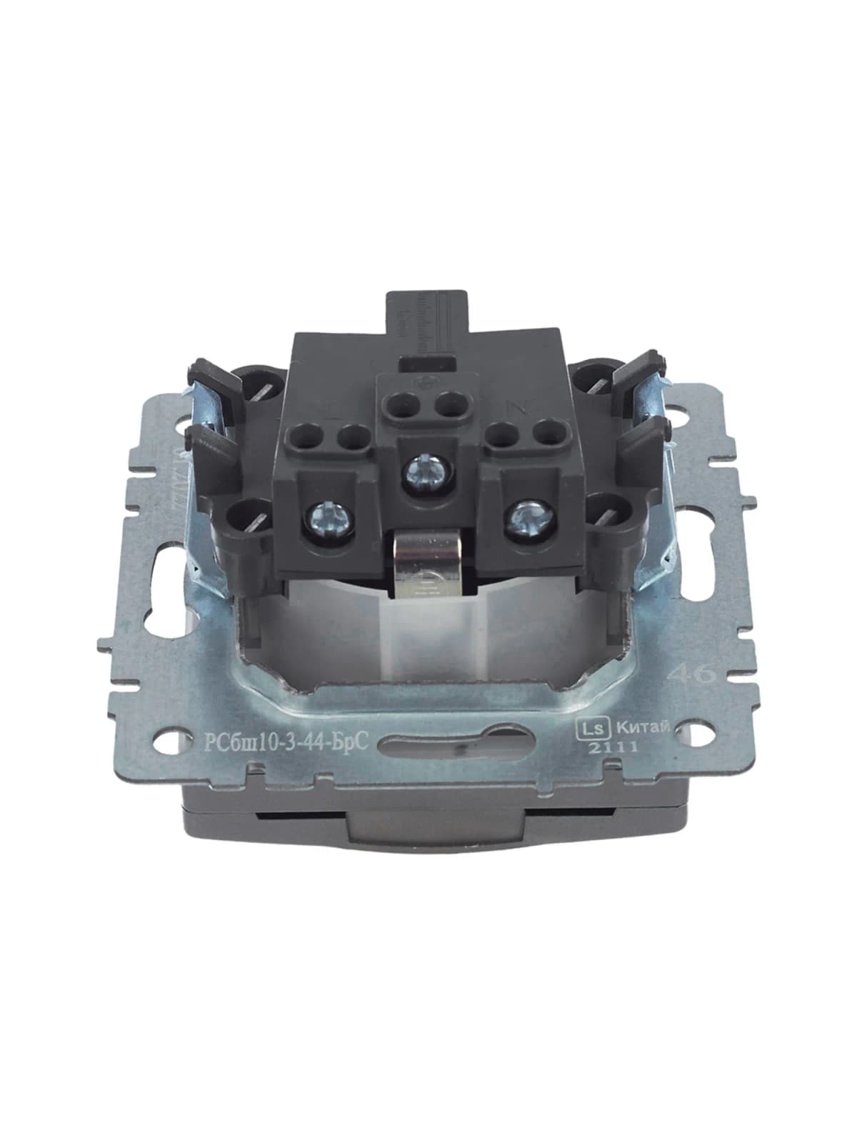 Розетка с заземлением, защитными шторками и крышкой IEK BRITE BR-R16-16-44-K46 (сталь), фото 4