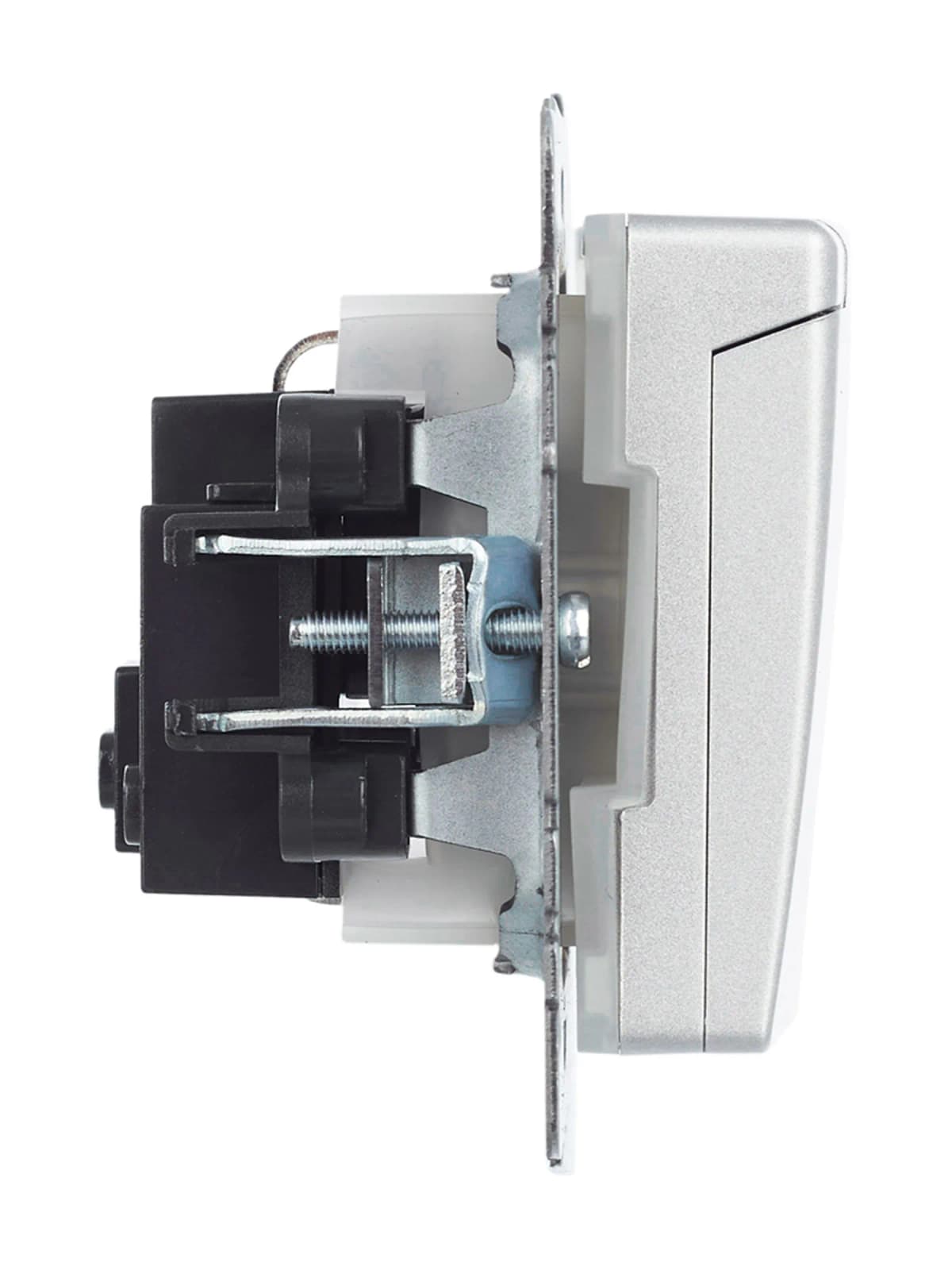 Розетка с заземлением, защитными шторками и крышкой IEK BRITE BR-R16-16-44-K47 (алюминий), фото 2