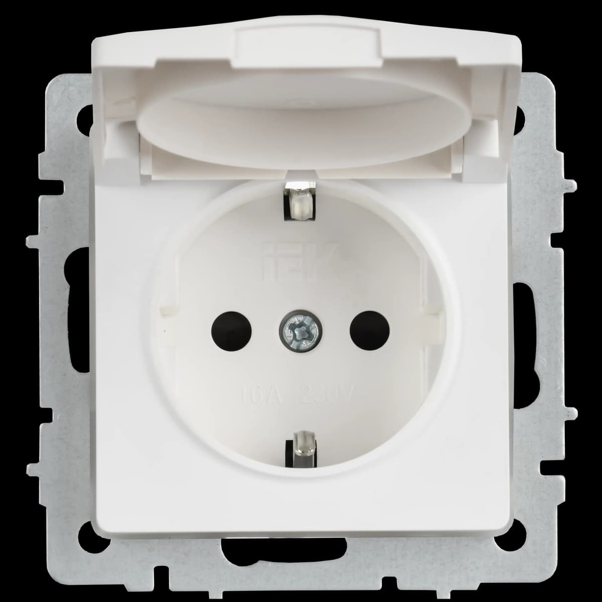 Розетка без заземления с защитными шторками и крышкой IEK BRITE BR-R16-16-44-K91 (белый арктический), фото 4