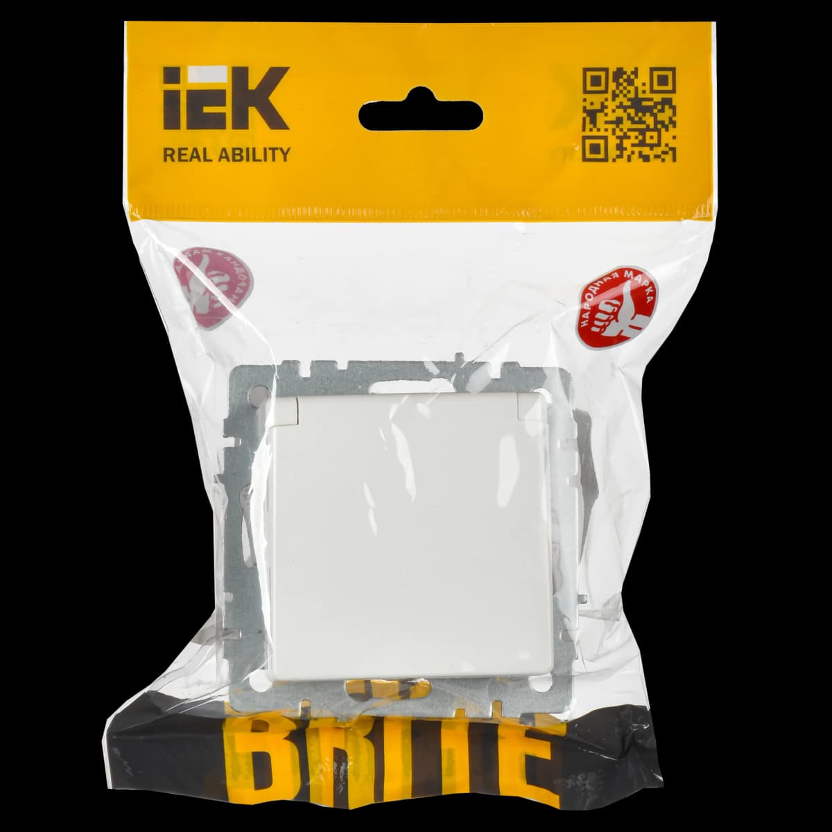 Розетка с заземлением, защитными шторками и крышкой IEK BRITE BR-R16-16-K01 (белый), фото 2
