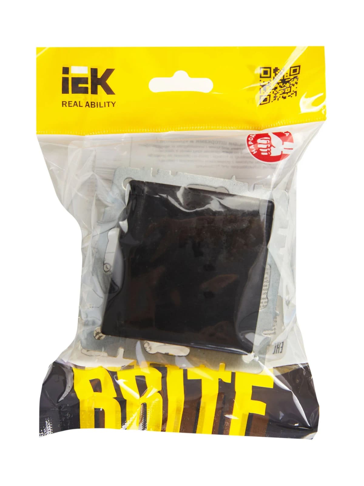 Розетка с заземлением, защитными шторками и крышкой IEK BRITE BR-R16-16-K02 (черный), фото 4