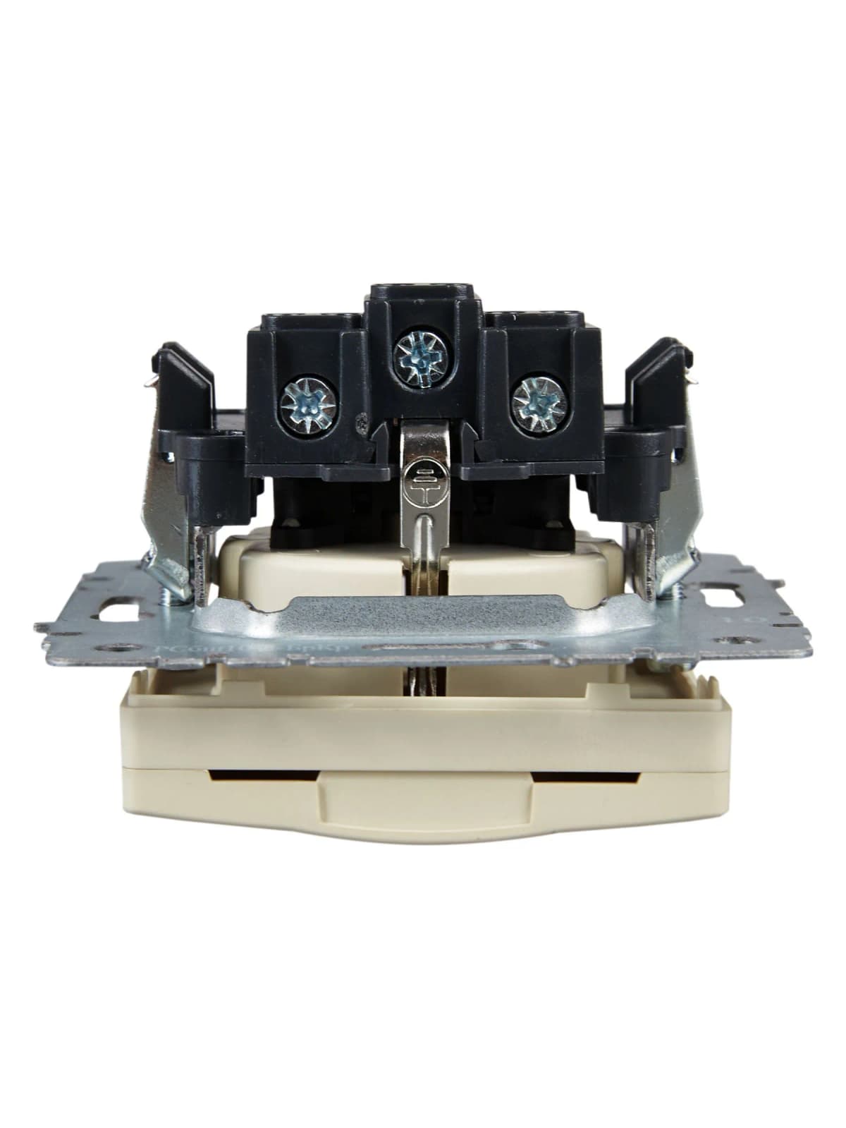 Розетка с заземлением, защитными шторками и крышкой IEK BRITE BR-R16-16-K10 (бежевый), фото 3