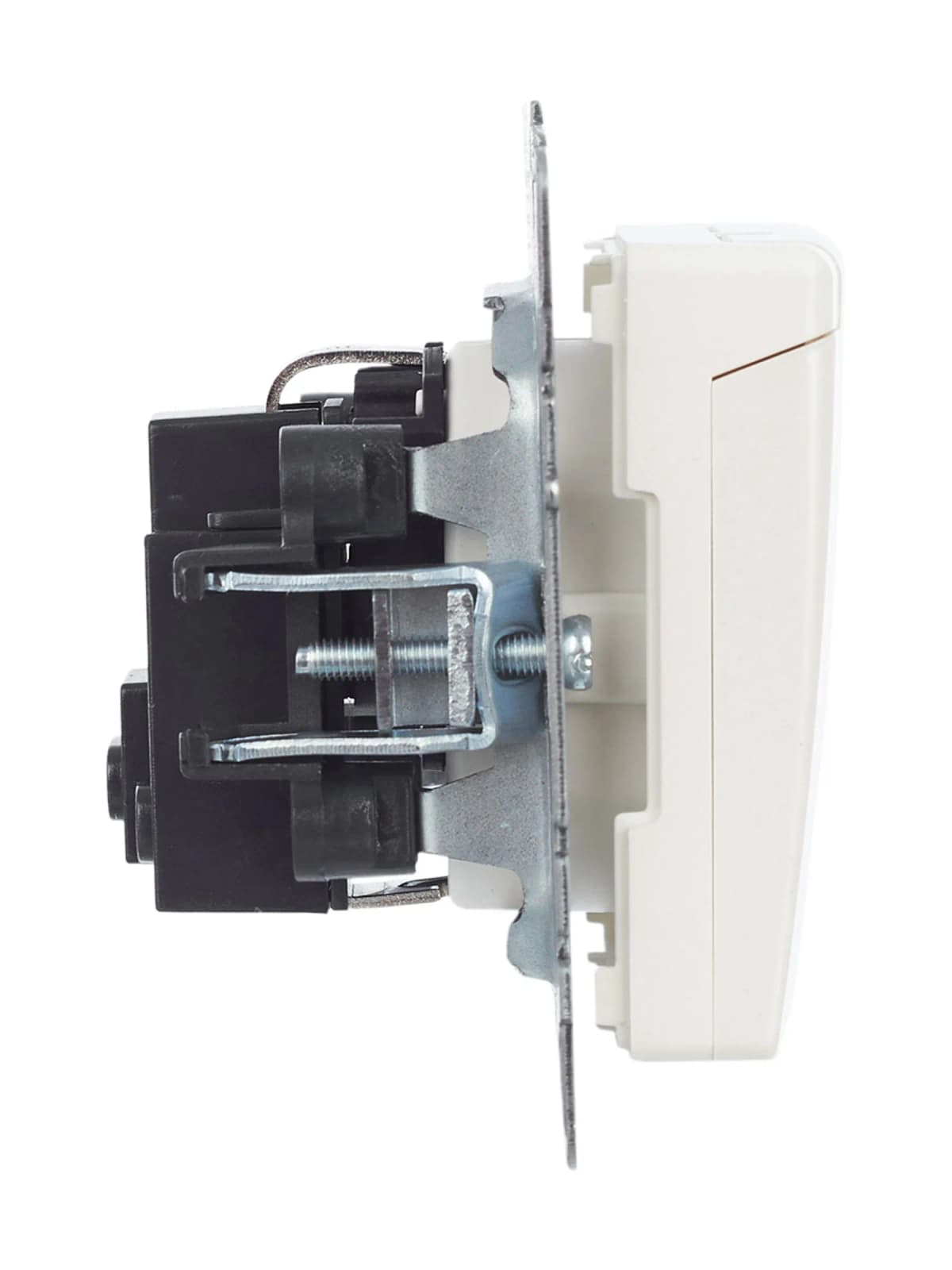 Розетка с заземлением, защитными шторками и крышкой IEK BRITE BR-R16-16-K36 (жемчужный), фото 2
