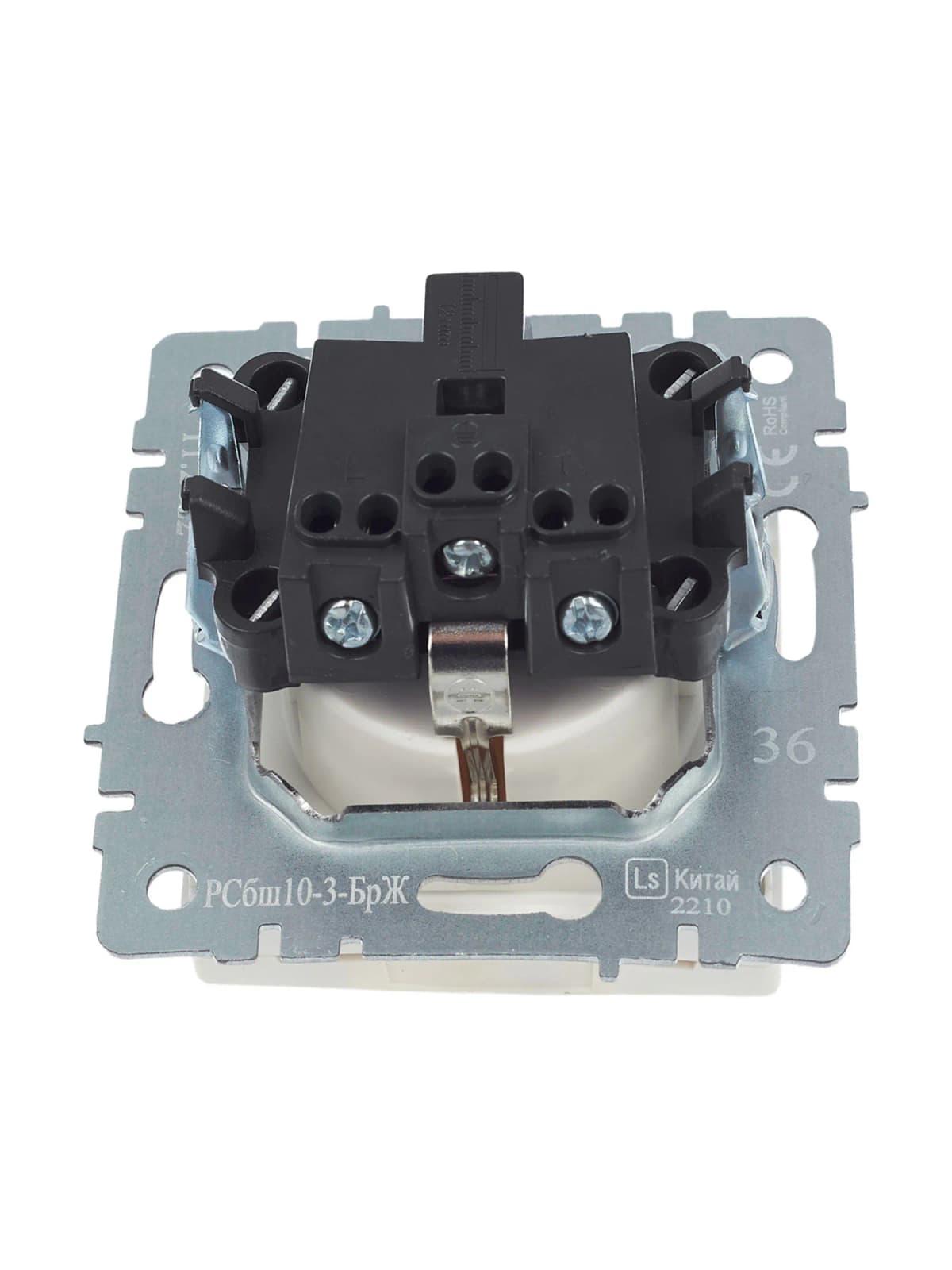 Розетка с заземлением, защитными шторками и крышкой IEK BRITE BR-R16-16-K36 (жемчужный), фото 3