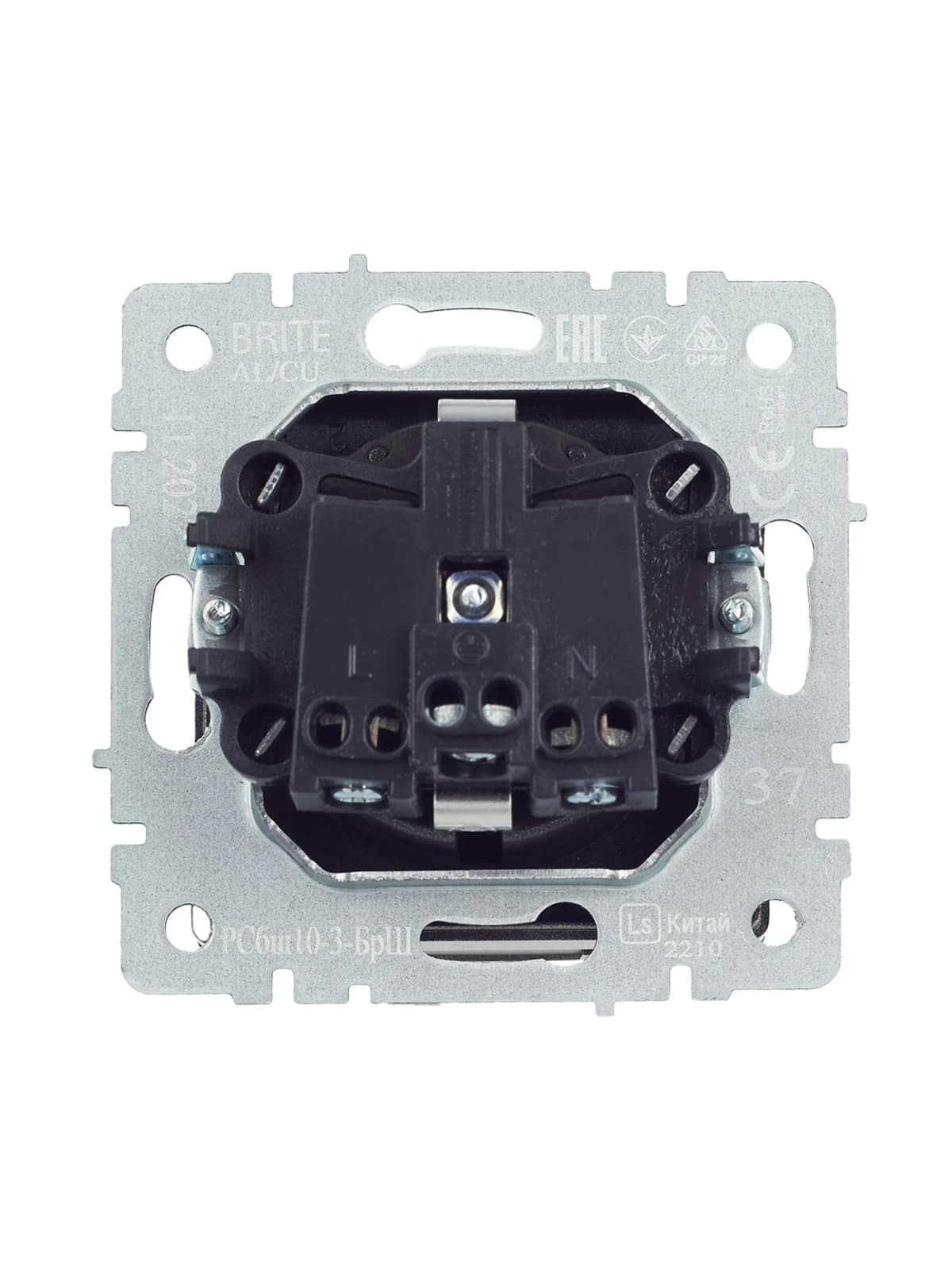Розетка с заземлением, защитными шторками и крышкой IEK BRITE BR-R16-16-K37 (шампань), фото 3