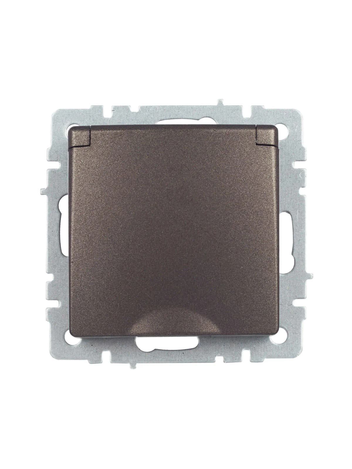 Розетка с заземлением, защитными шторками и крышкой IEK BRITE BR-R16-16-K45 (бронза), фото 4