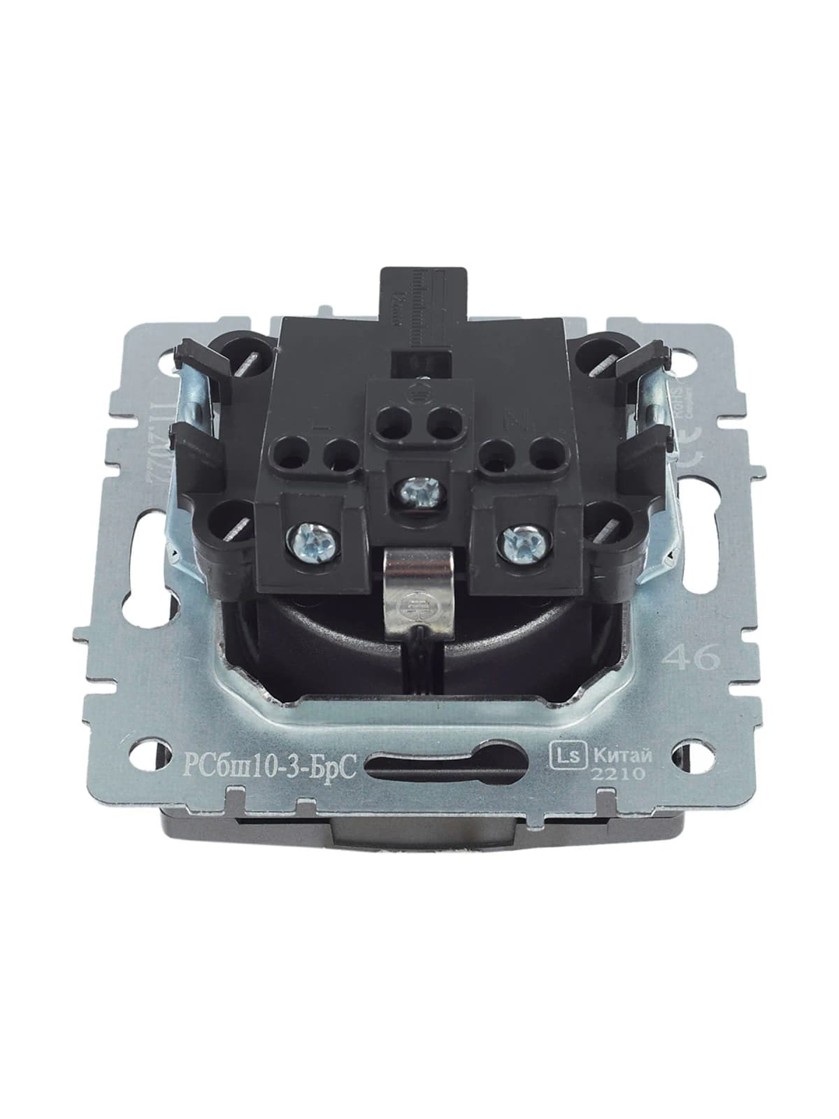 Розетка с заземлением, защитными шторками и крышкой IEK BRITE BR-R16-16-K46 (сталь), фото 4