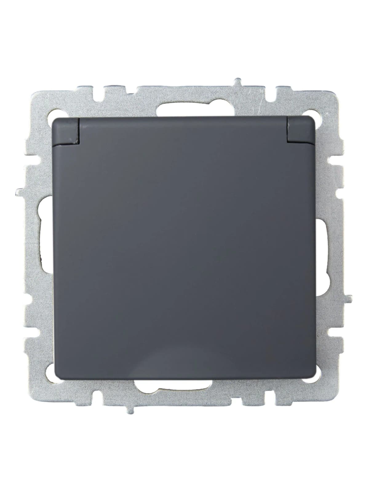 Розетка с заземлением, защитными шторками и крышкой IEK BRITE BR-R16-16-K53 (графит), фото 3