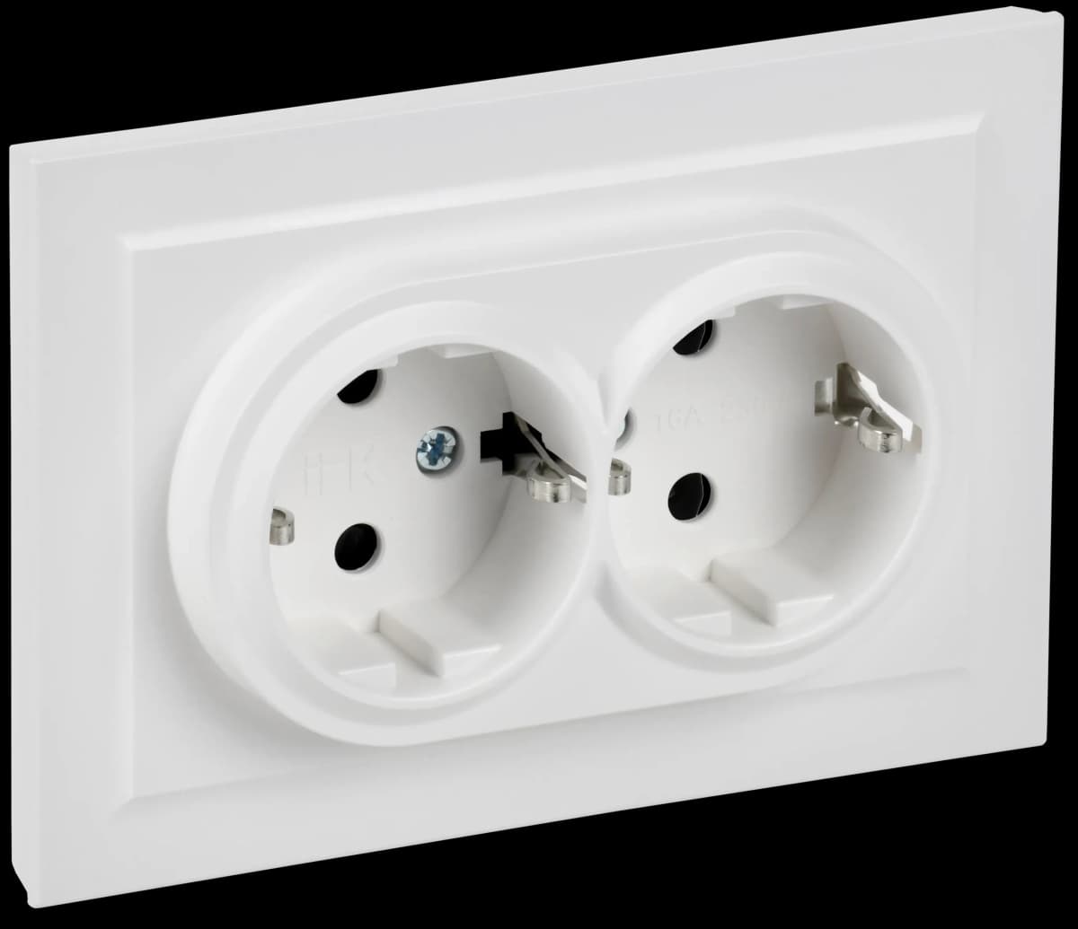 Розетка двойная без заземления с рамкой IEK BRITE BR-R21-16-K91-F (белый арктический)