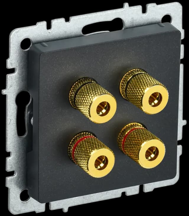 Розетка четырёхместная аудио IEK BRITE BR-S40-K02 (черный)