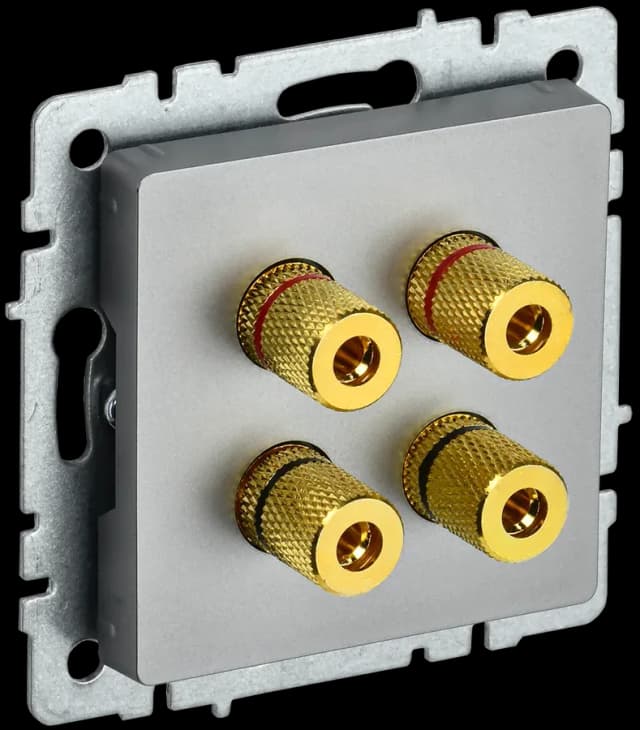 Розетка четырёхместная аудио IEK BRITE BR-S40-K46 (сталь)